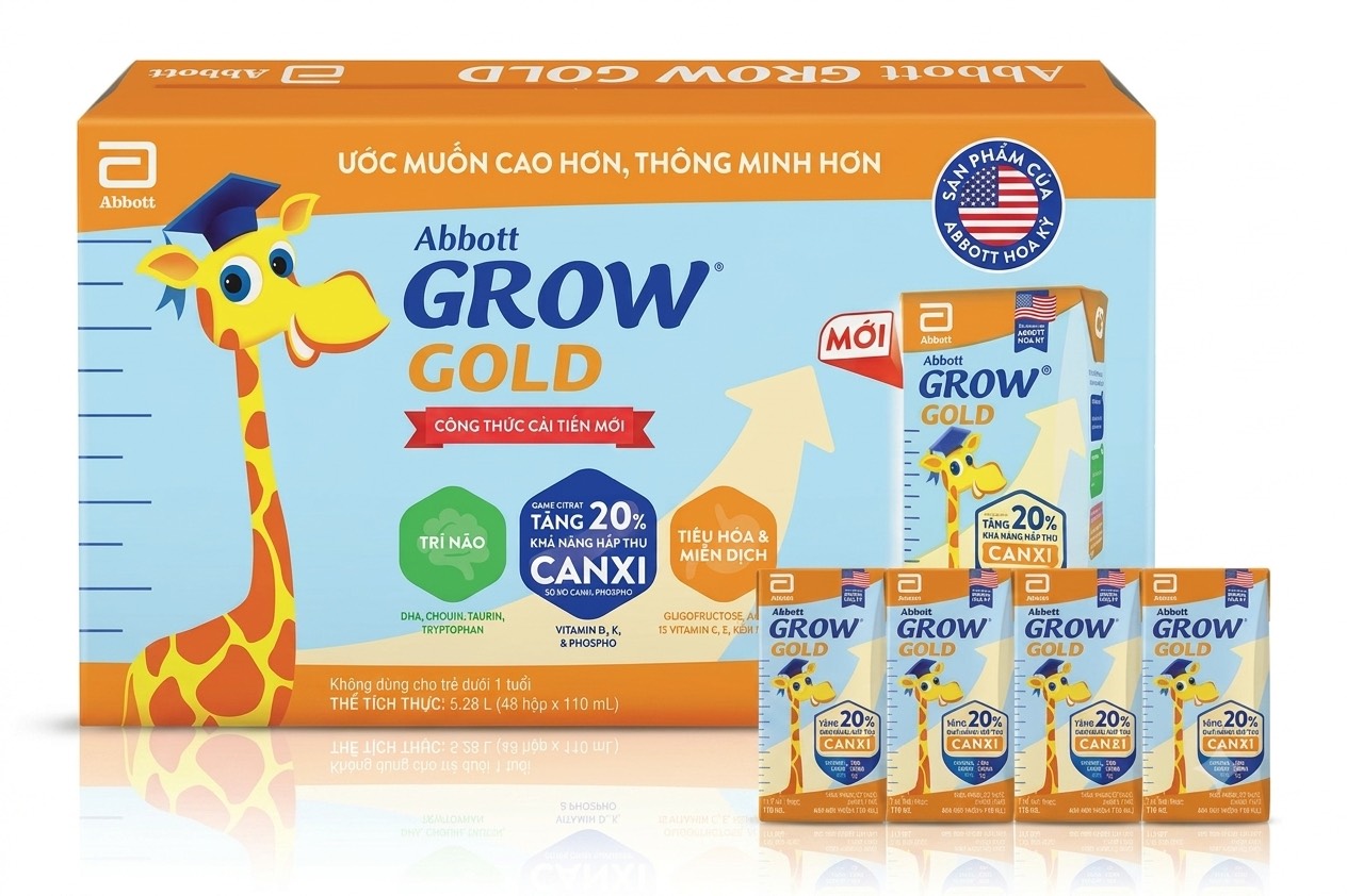 Thực phẩm bổ sung Sữa tiệt trùng: Abbott Grow Gold hương vani 110ml