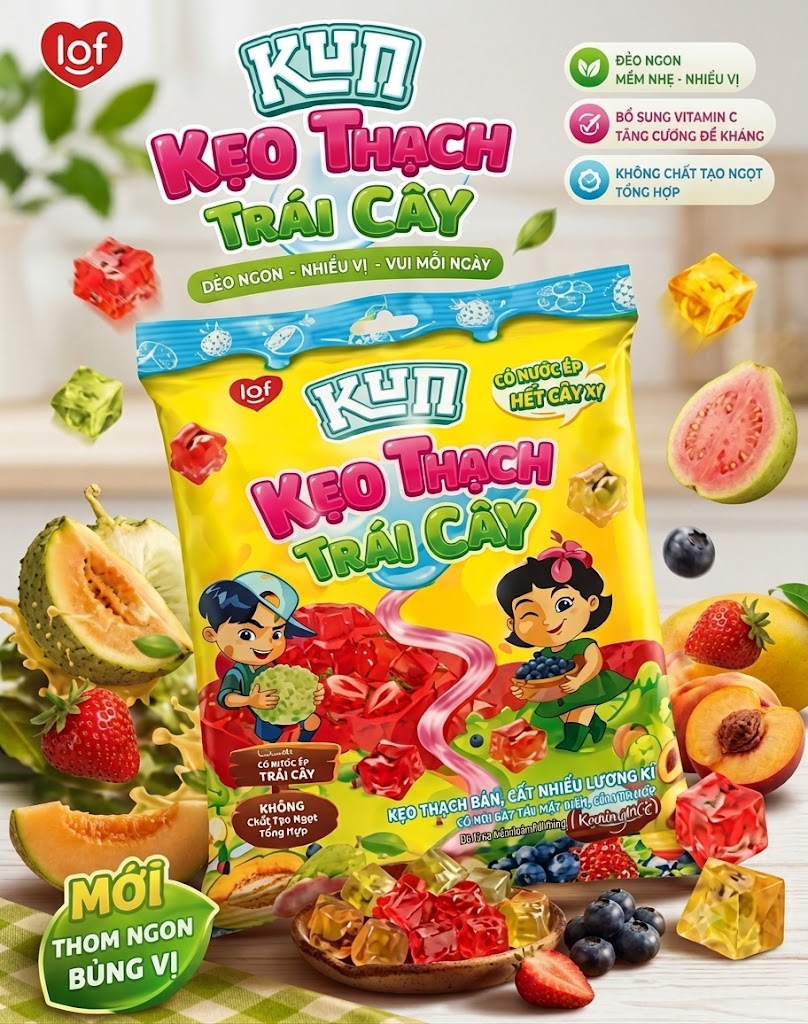 Kun Kẹo Thạch Tr.Cây Nhiều Vị 300Gx20