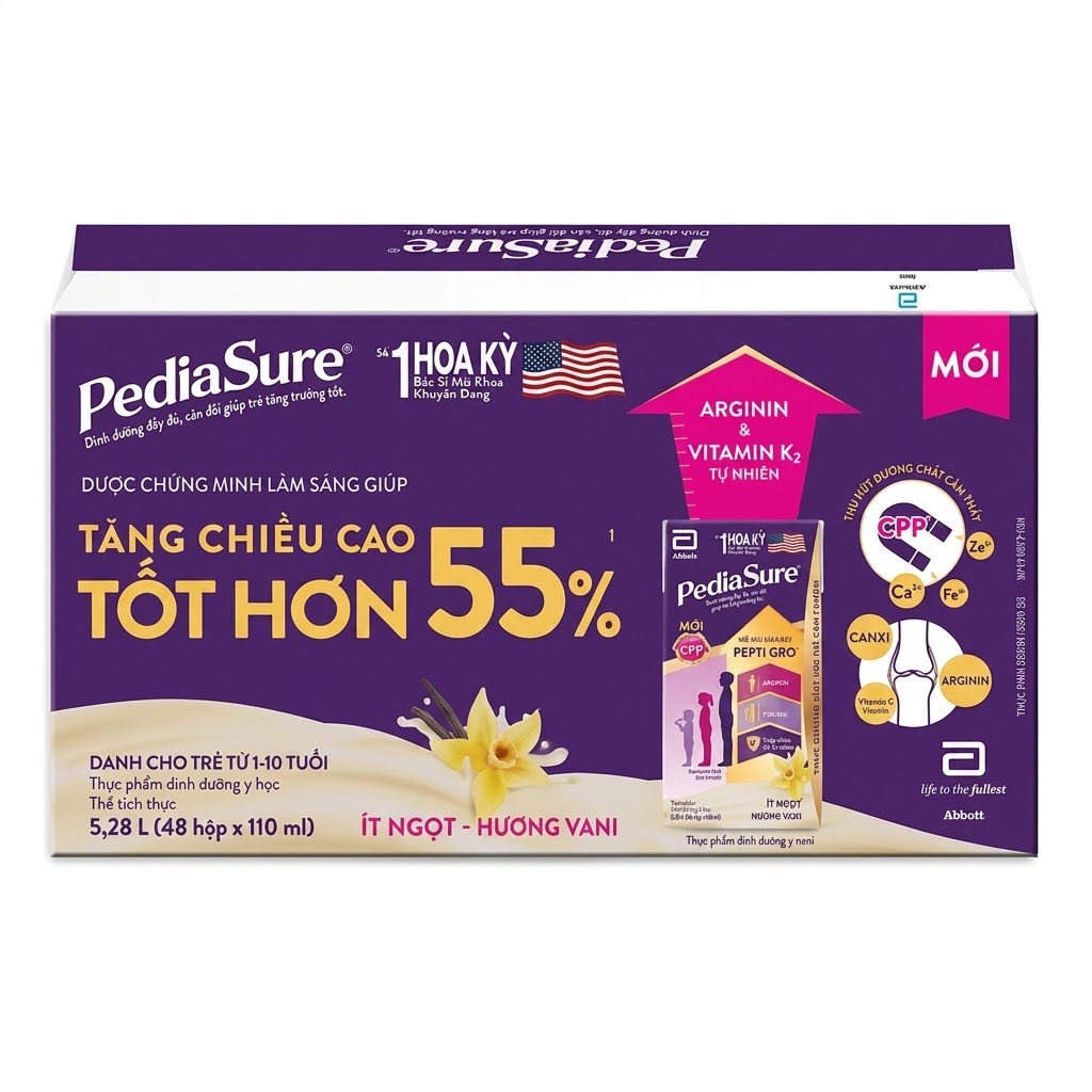 Thực phẩm dinh dưỡng y học cho trẻ 1-10 tuổi : Pediasure hương vani 110ml