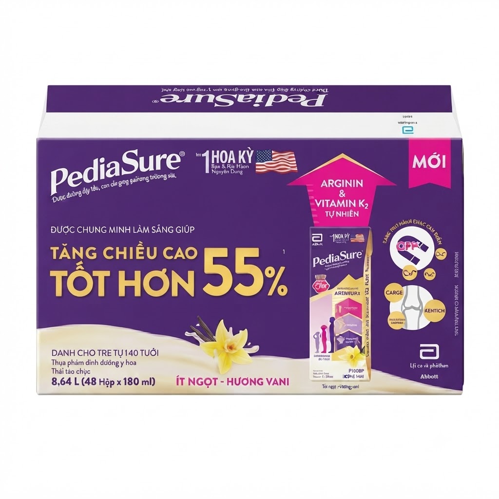 Thực phẩm dinh dưỡng y học cho trẻ 1-10 tuổi : Pediasure hương vani 180ml