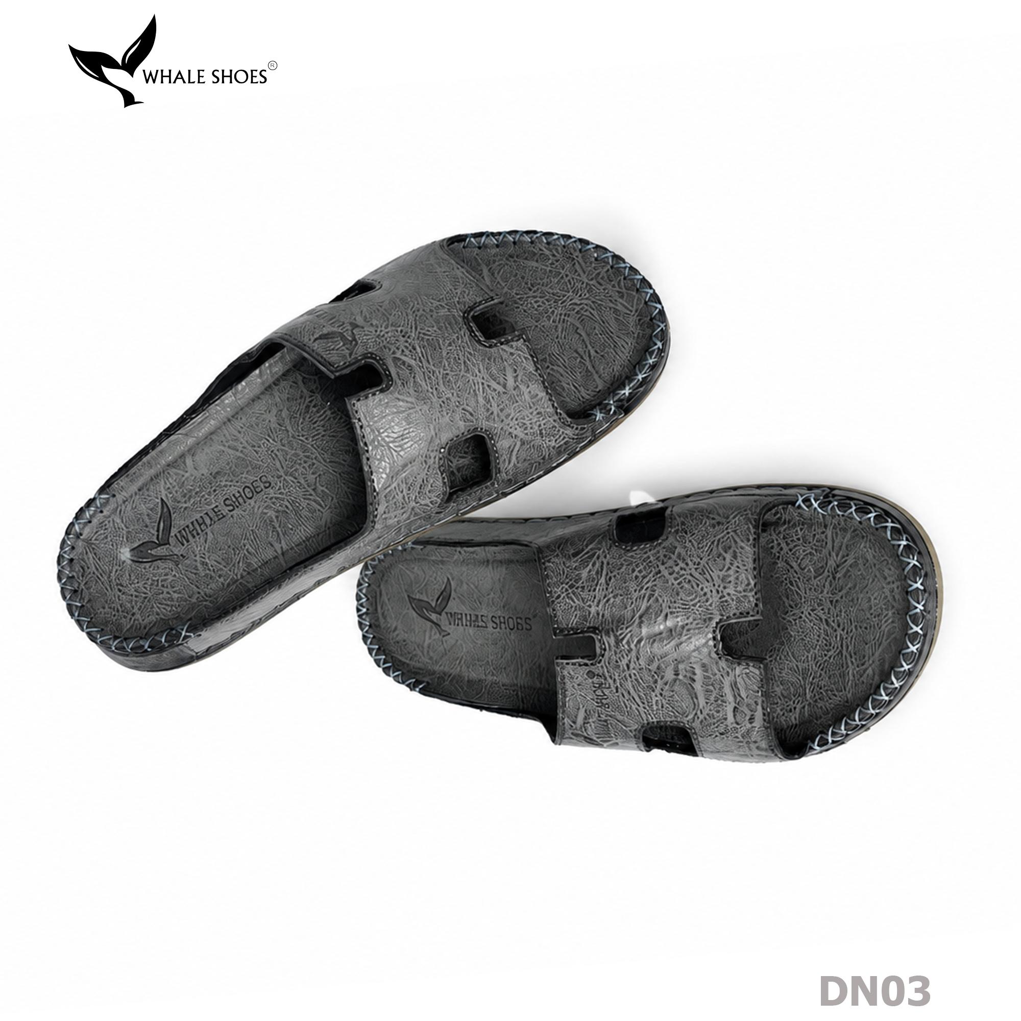 Dép nam  Whale Shoes Quai Ngang Bản To Chữ H, Êm Chân, Đế Chống Trơn Trượt - DN03 (Tăng size )