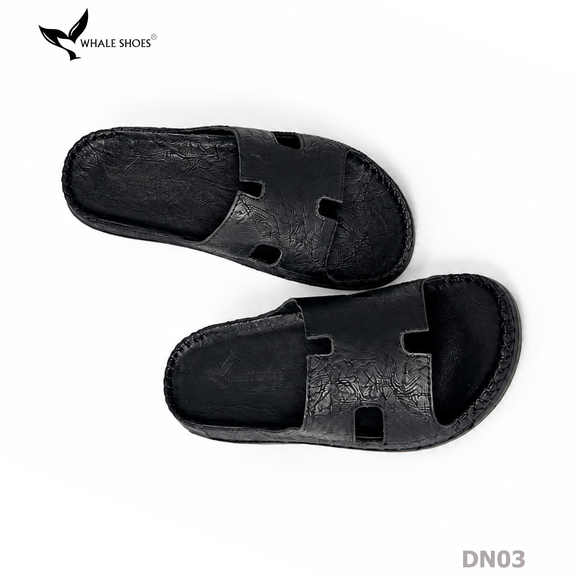 Dép nam  Whale Shoes Quai Ngang Bản To Chữ H, Êm Chân, Đế Chống Trơn Trượt - DN03 (Tăng size )