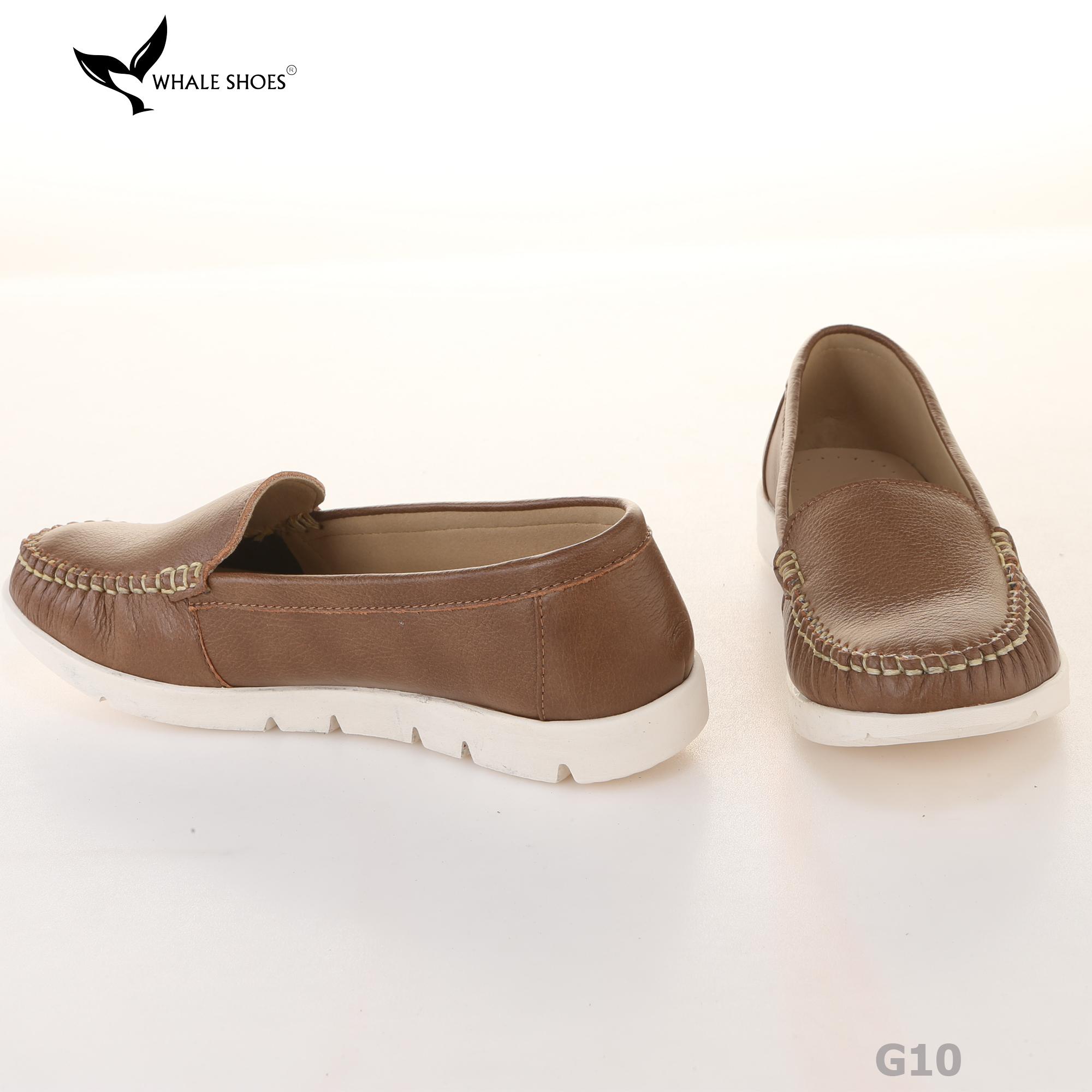 Giày Lười Công Sở Nữ Whale Shoes (giày mọi)- kiểu MOCASINE , Da Bò Cao Cấp, Đế Phylon-G10
