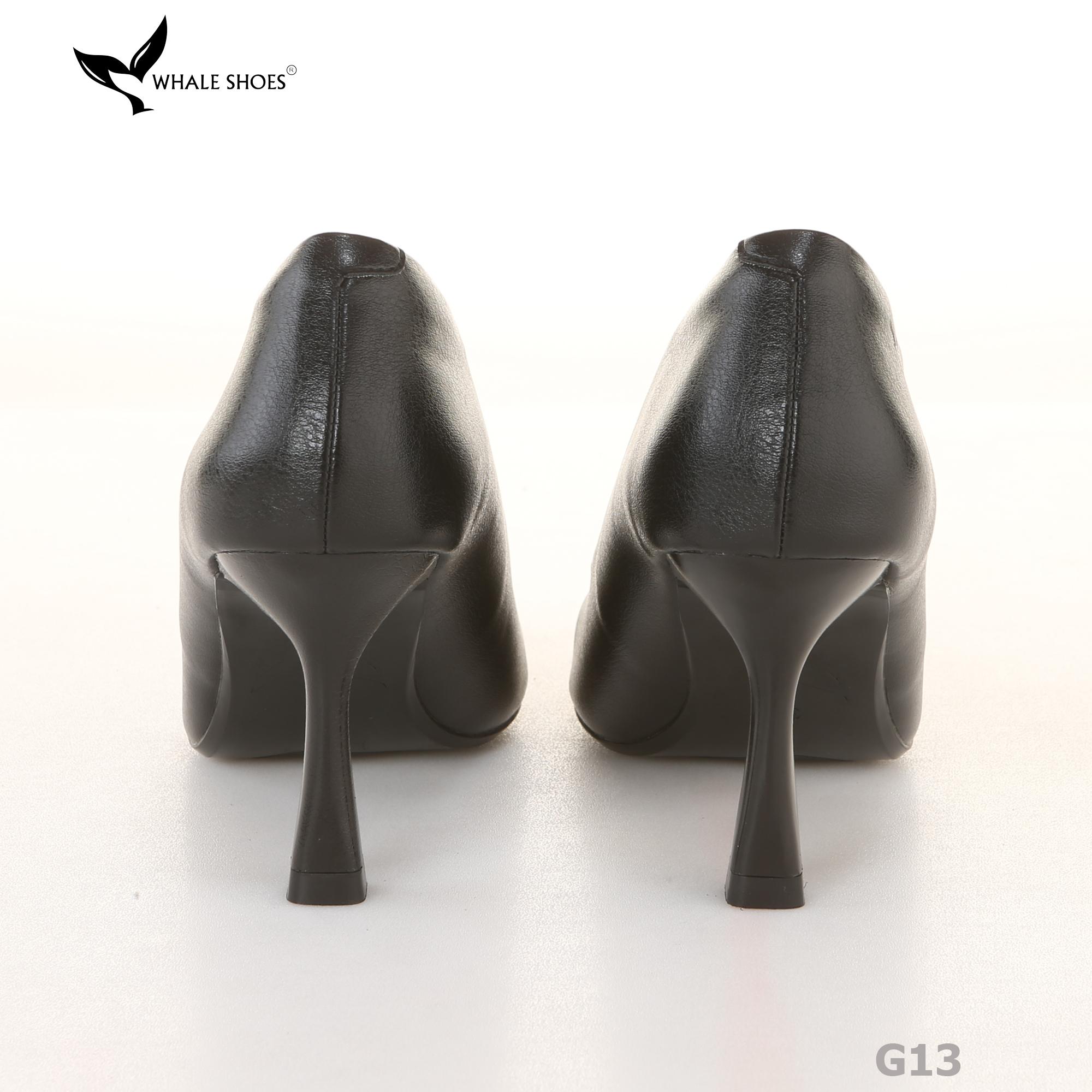 (Giảm size) Giày Cao Gót Whale Shoes 8cm, bít mũi, da mờ, lót êm, đế chống trượt-G13
