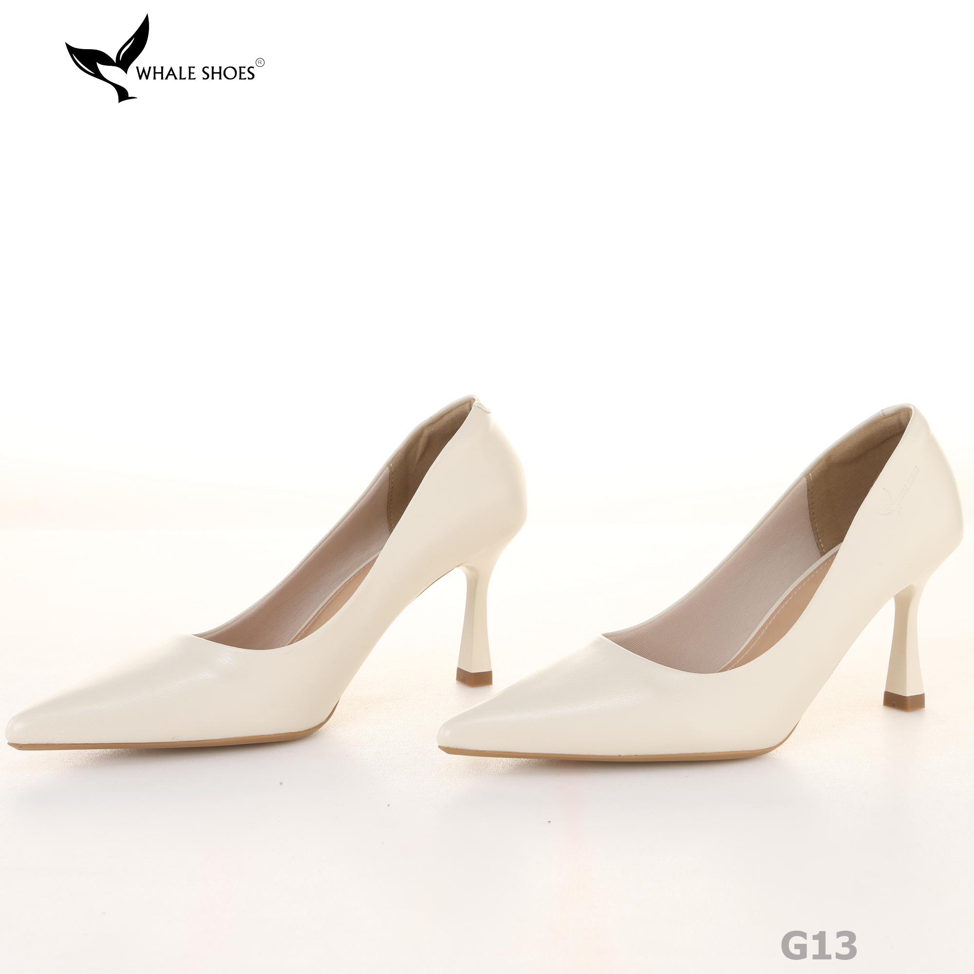 (Giảm size) Giày Cao Gót Whale Shoes 8cm, bít mũi, da mờ, lót êm, đế chống trượt-G13