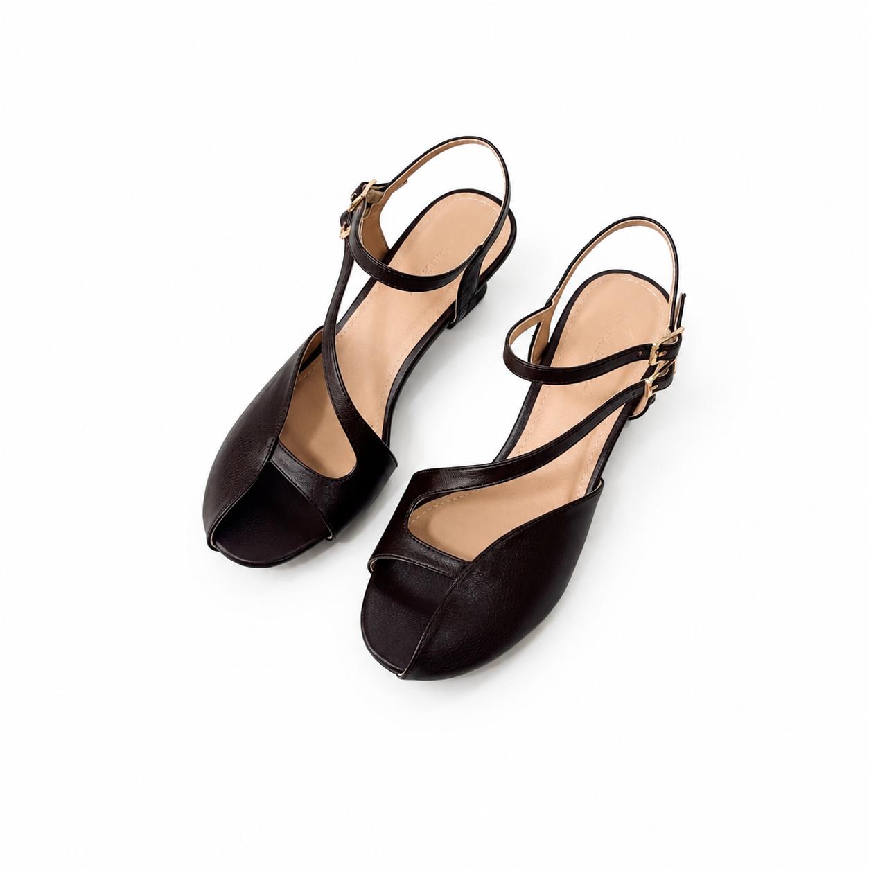 Xăng đan Whaleshoes gót 5cm, mũi tròn thiết kế cut out-SD19