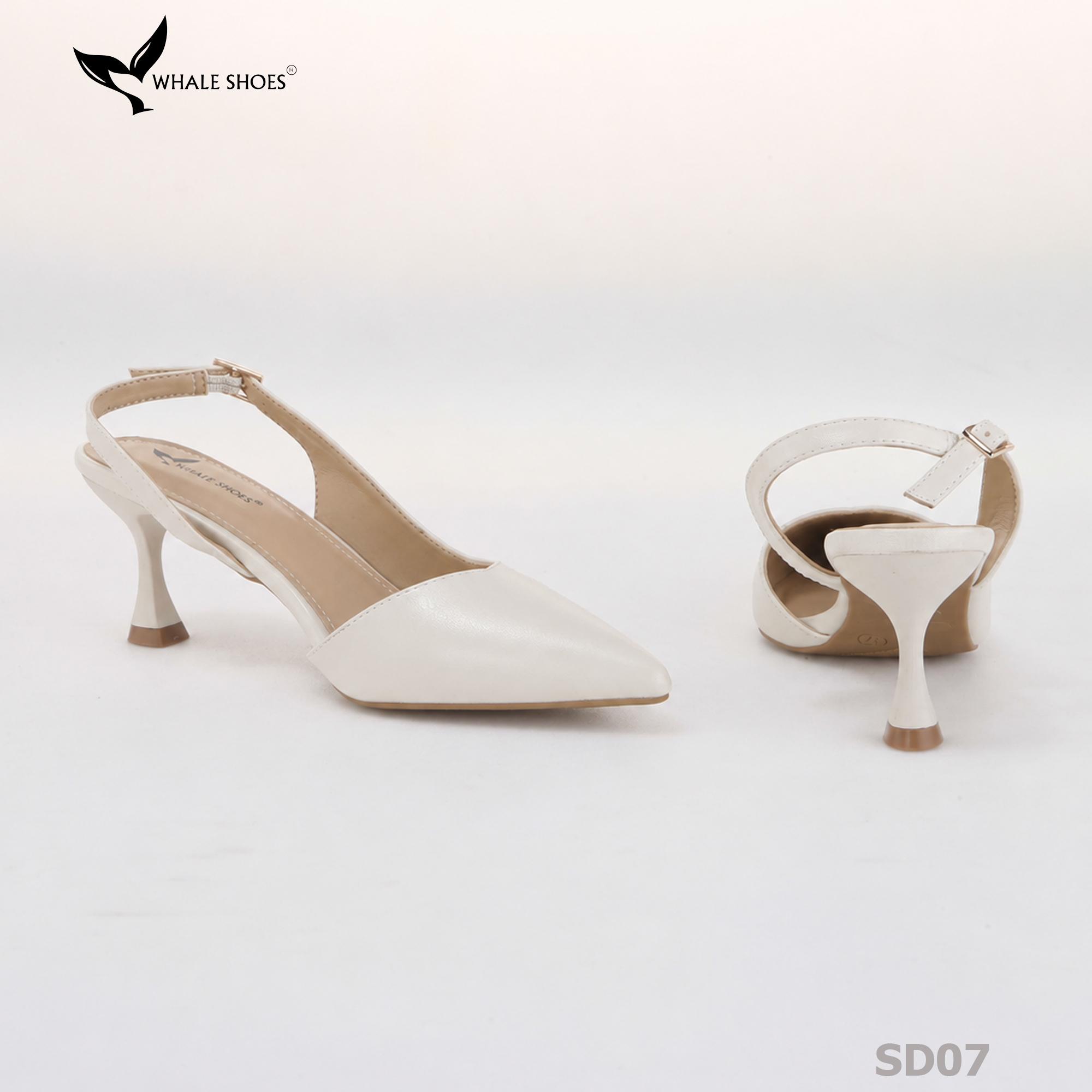 Giày cao gót Whale Shoes 6cm cổ tim da mờ, thiết kế tối giản, basic, đế chống trượt-SD07