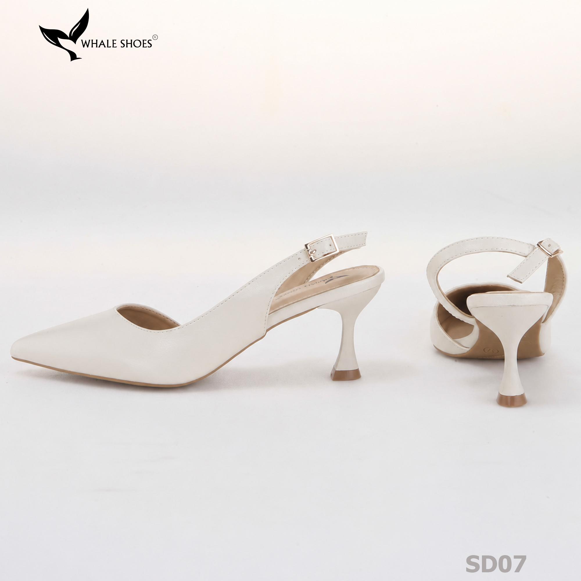 Giày cao gót Whale Shoes 6cm cổ tim da mờ, thiết kế tối giản, basic, đế chống trượt-SD07