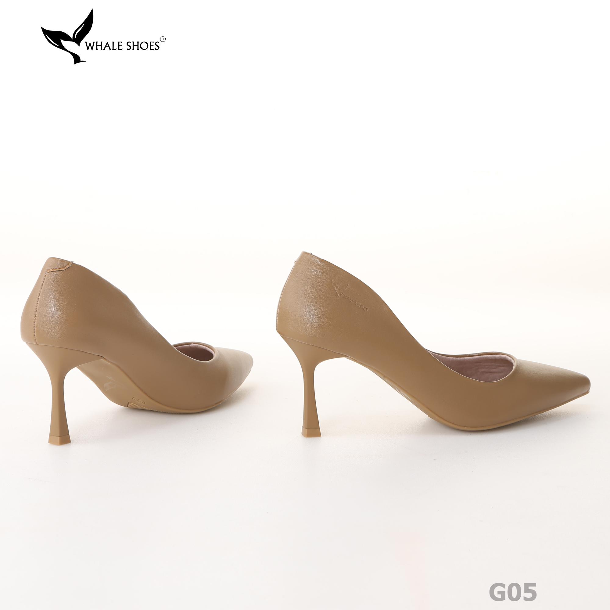 Giày cao gót nữ Whale Shoes 7cm mũi nhọn, da mờ, đế chống trơn trượt-G05