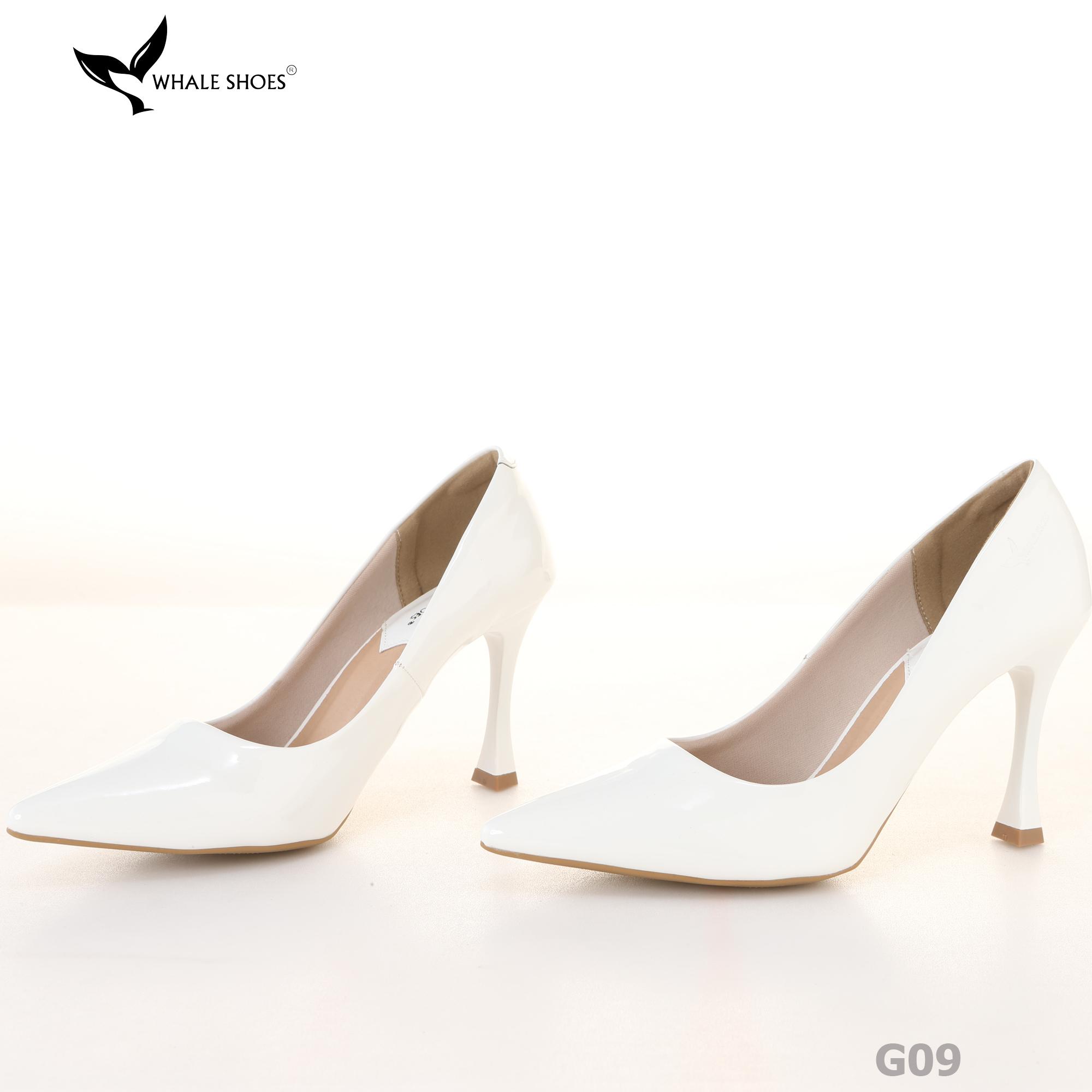 Giày cao gót nữ Whale Shoes 9cm da bóng, mũi nhọn hiện đại thanh lịch, đế chống trơn trượt-G09