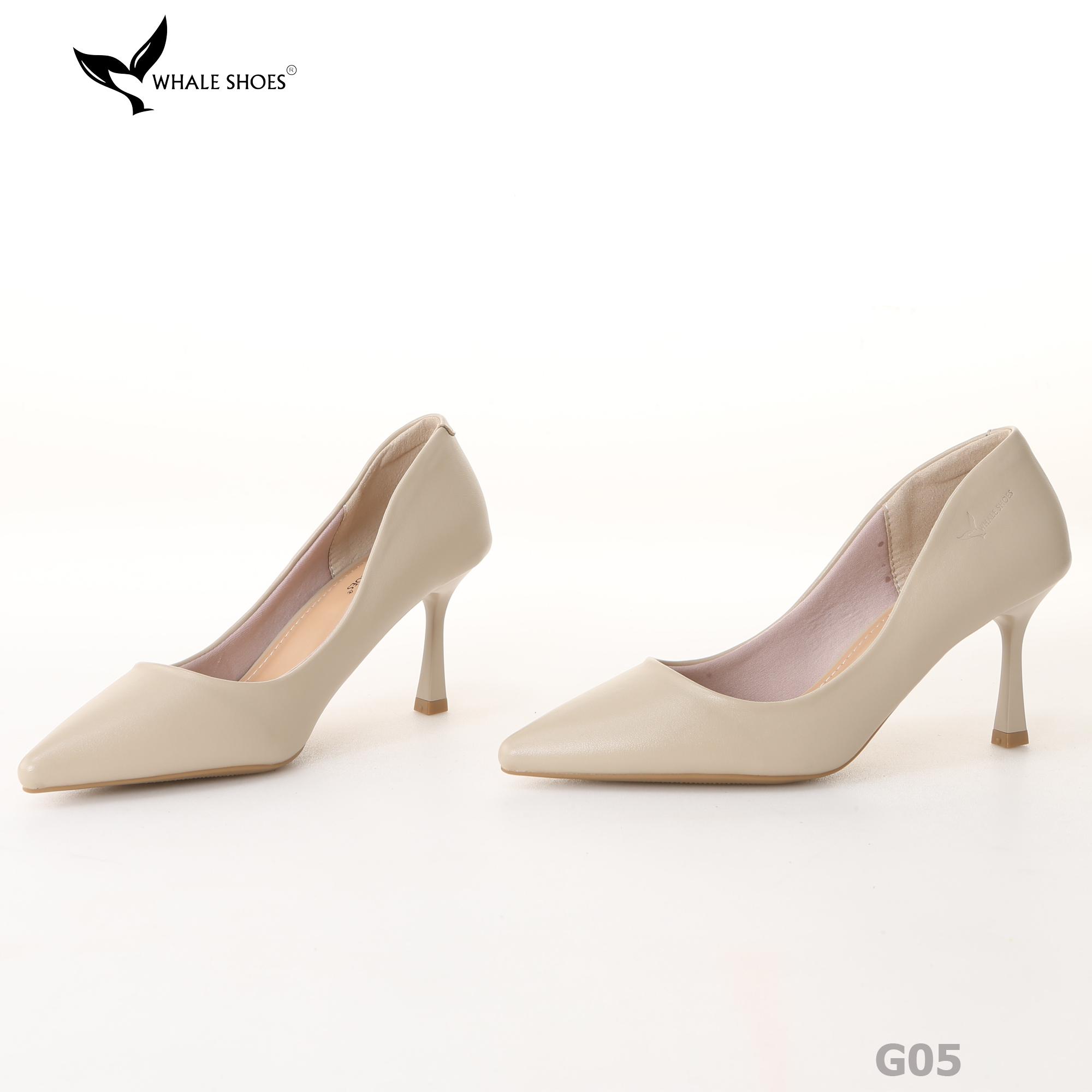 Giày cao gót nữ Whale Shoes 7cm mũi nhọn, da mờ, đế chống trơn trượt-G05