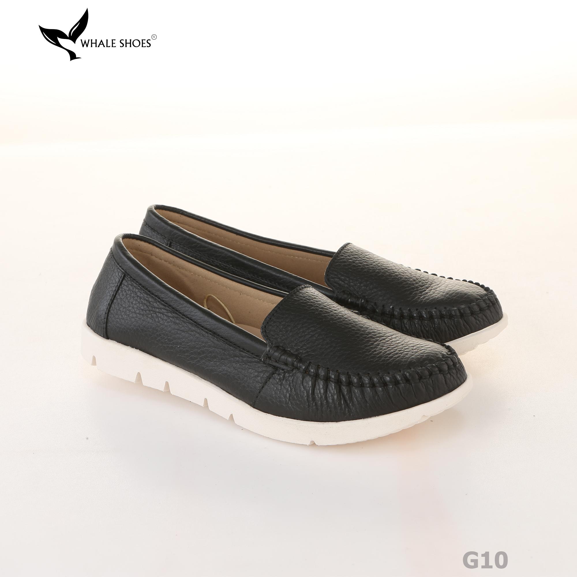 Giày Lười Công Sở Nữ Whale Shoes (giày mọi)- kiểu MOCASINE , Da Bò Cao Cấp, Đế Phylon-G10