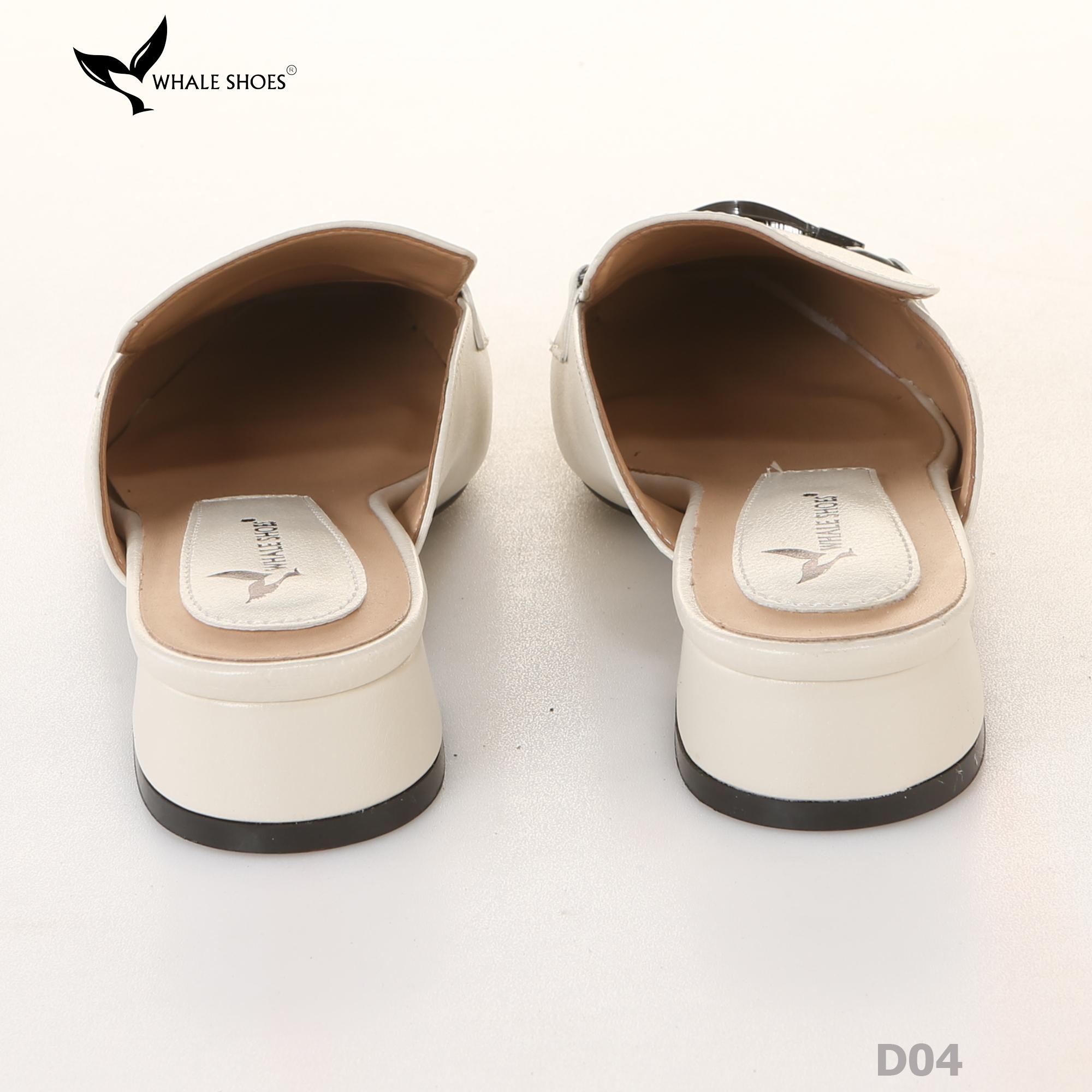 (Tăng size) Sục mũi vuông nam nữ  Whale Shoes 2cm, da mờ đính khóa lắc chì, đế chống trượt-D04