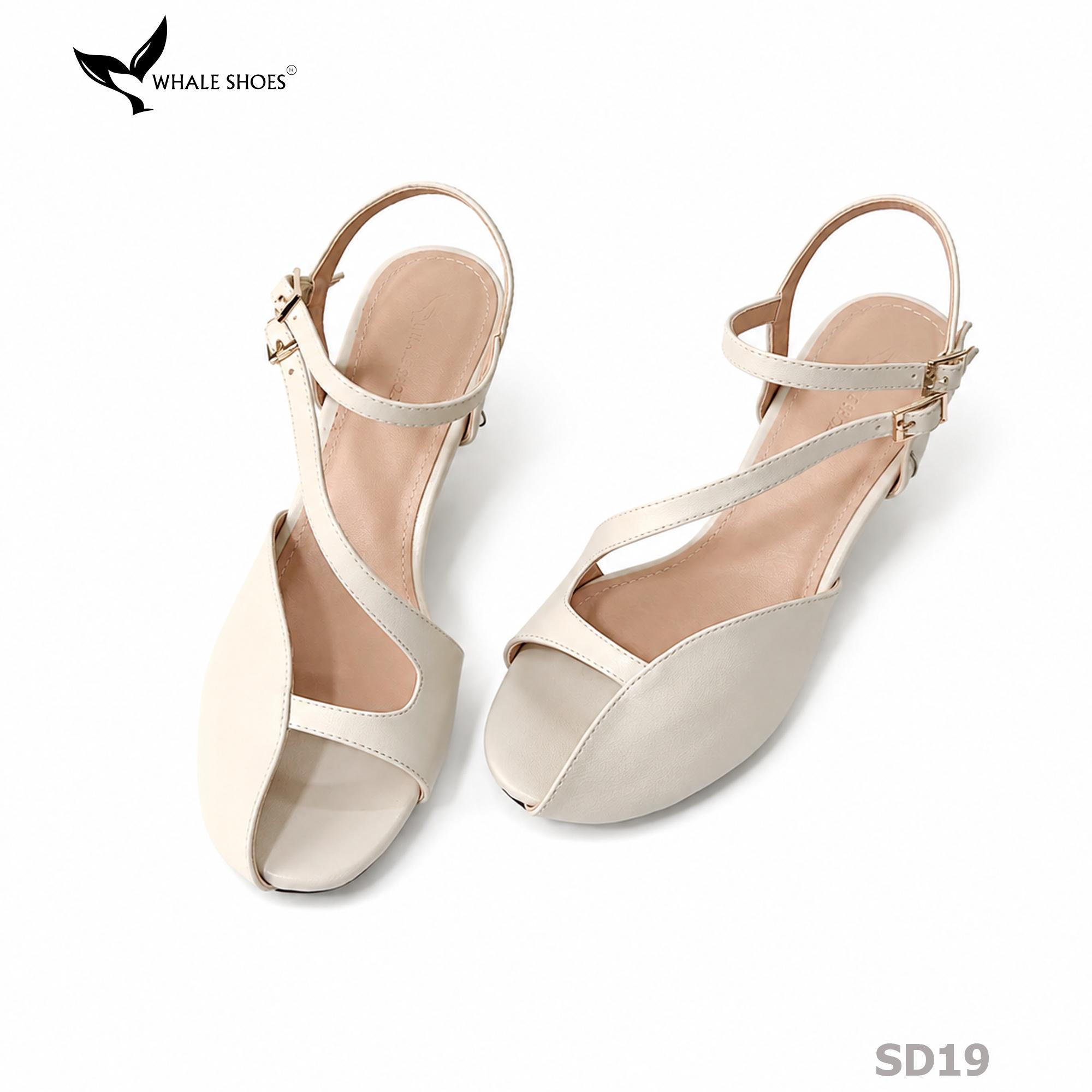 Xăng đan Whaleshoes gót 5cm, mũi tròn thiết kế cut out-SD19
