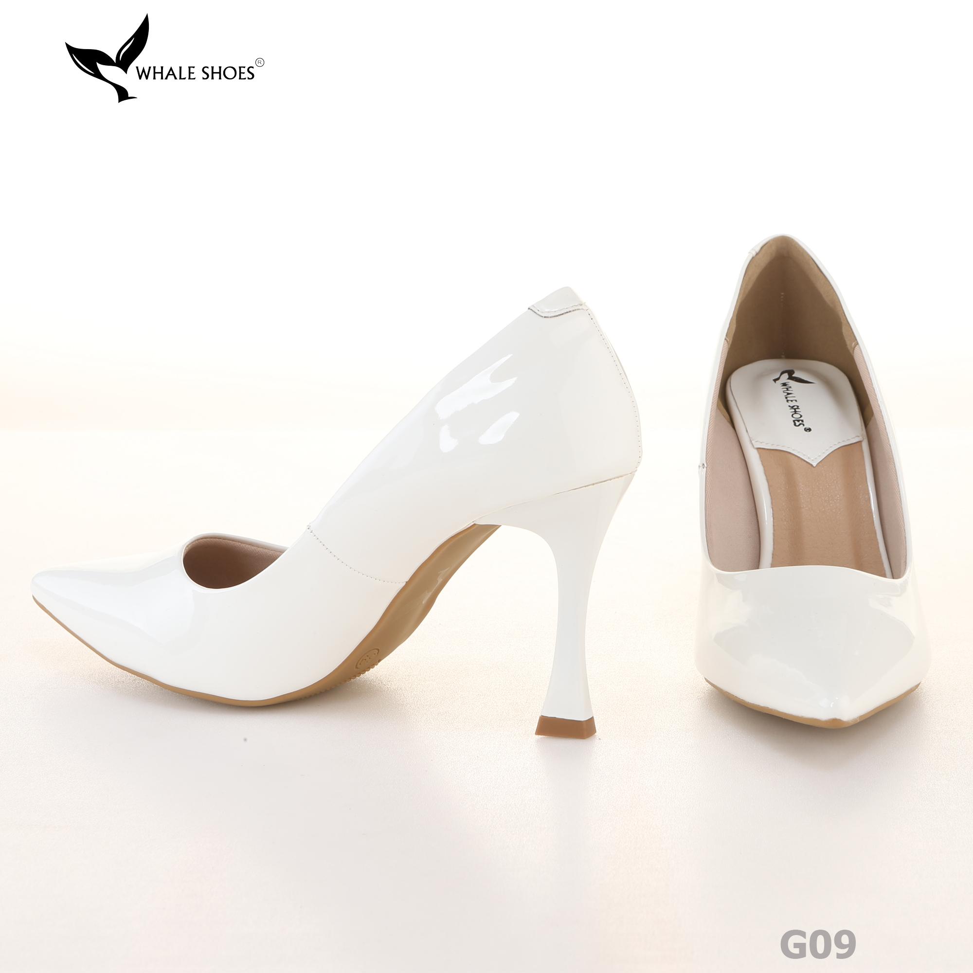 Giày cao gót nữ Whale Shoes 9cm da bóng, mũi nhọn hiện đại thanh lịch, đế chống trơn trượt-G09