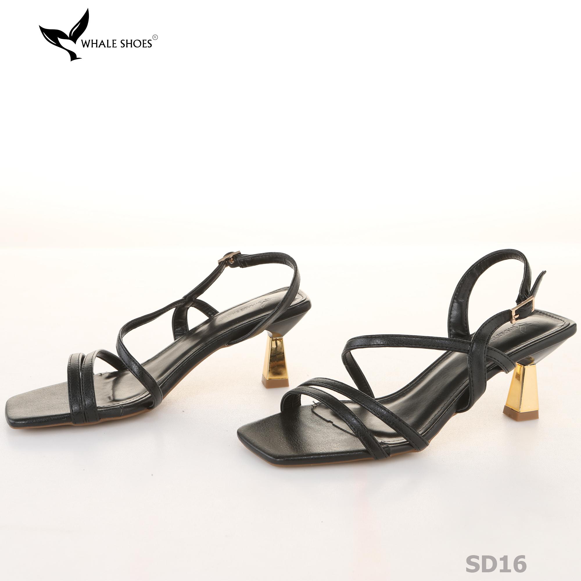 Giày Sandal nữ Whale Shoes 2 dây 7cm, Hậu vuông, êm chân, đế chống trơn trượt-SD16