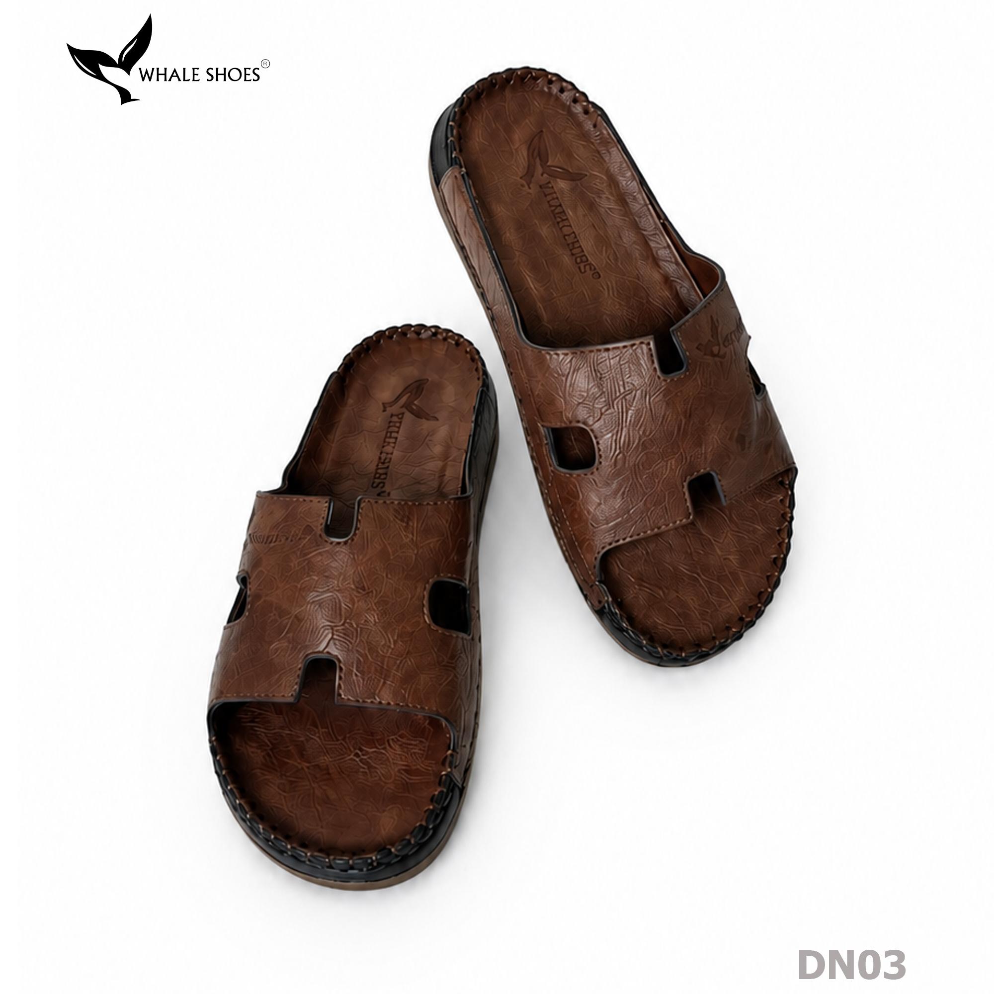 Dép nam  Whale Shoes Quai Ngang Bản To Chữ H, Êm Chân, Đế Chống Trơn Trượt - DN03 (Tăng size )