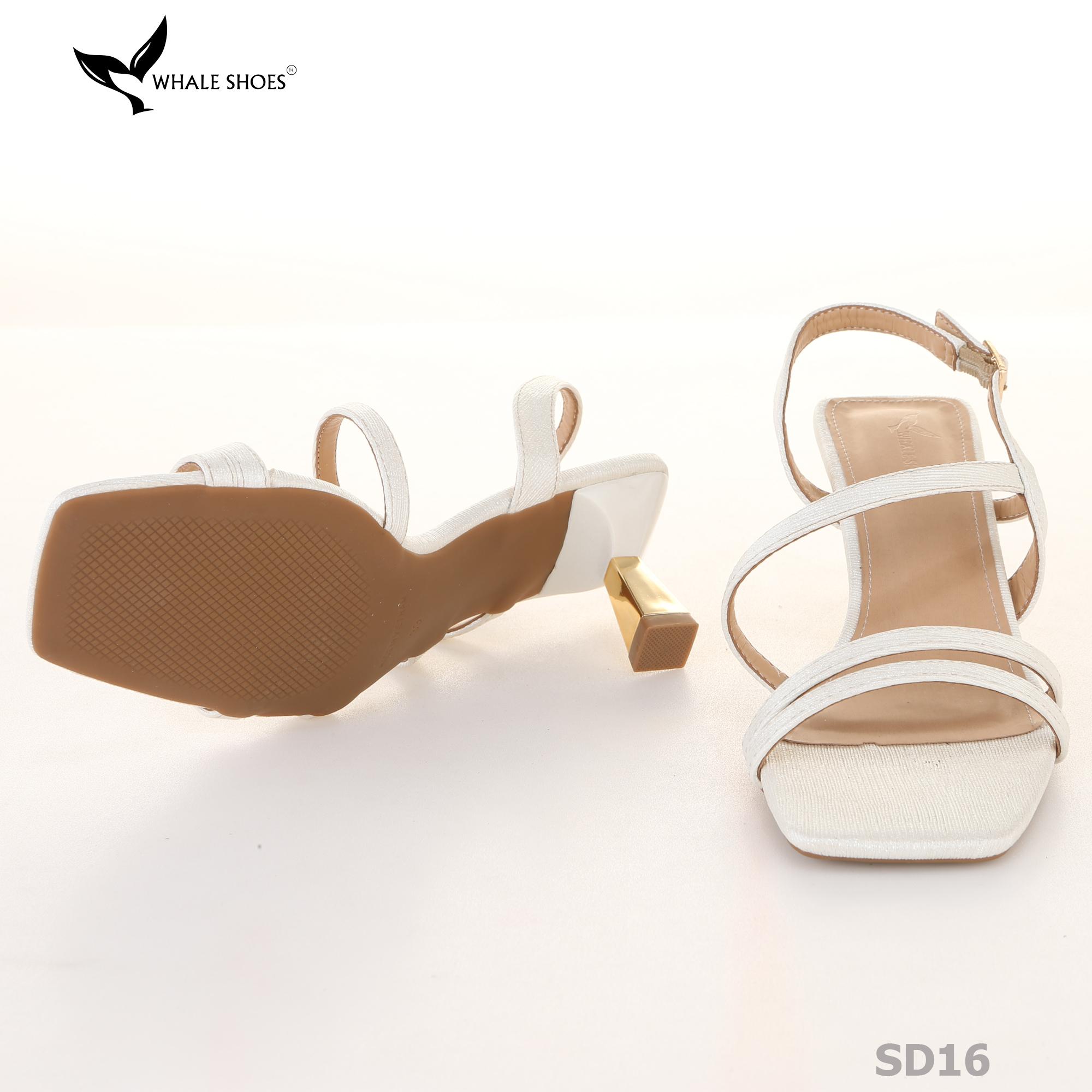 Giày Sandal nữ Whale Shoes 2 dây 7cm, Hậu vuông, êm chân, đế chống trơn trượt-SD16
