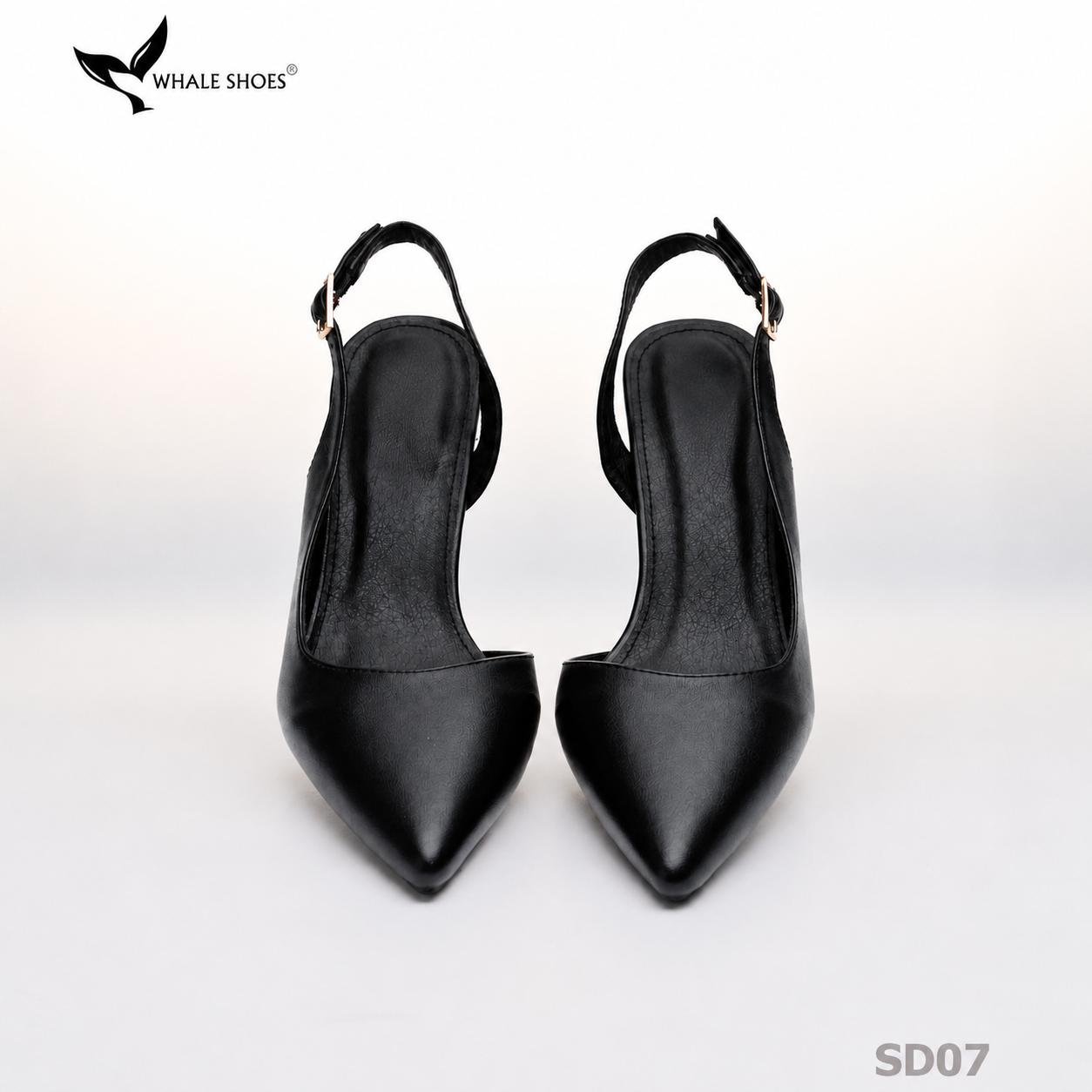 Giày cao gót Whale Shoes 6cm cổ tim da mờ, thiết kế tối giản, basic, đế chống trượt-SD07