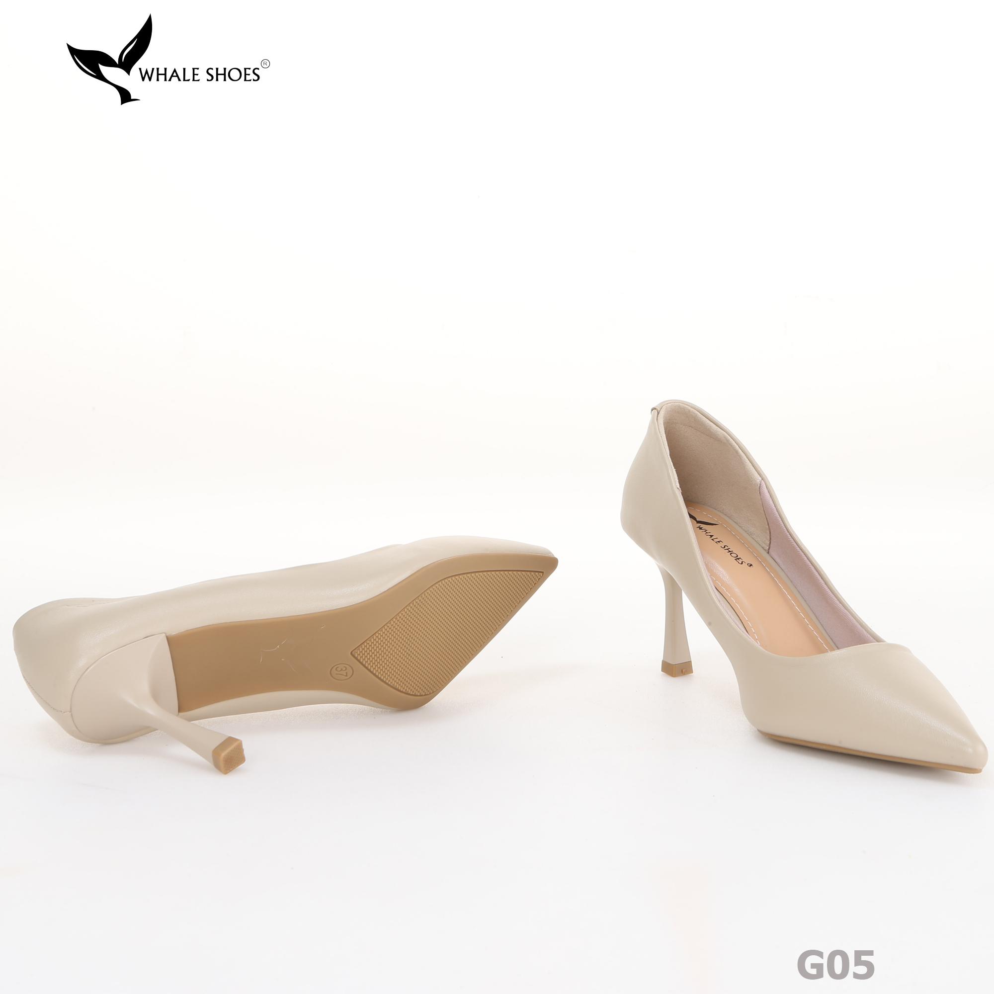 Giày cao gót nữ Whale Shoes 7cm mũi nhọn, da mờ, đế chống trơn trượt-G05