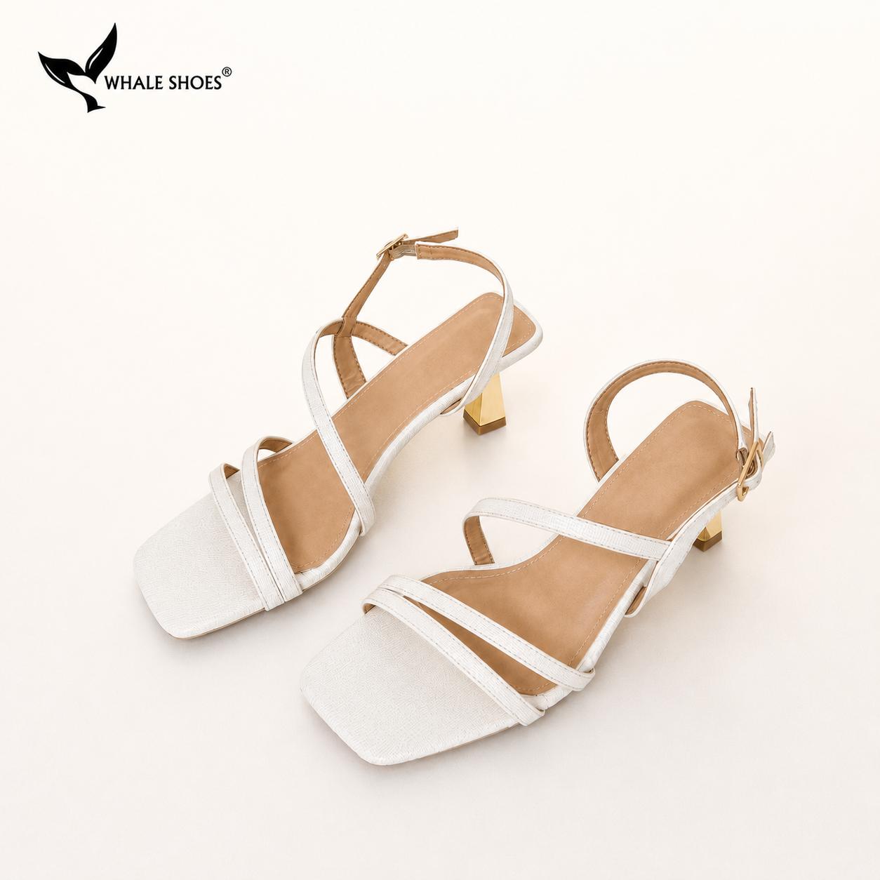 Giày Sandal nữ Whale Shoes 2 dây 7cm, Hậu vuông, êm chân, đế chống trơn trượt-SD16
