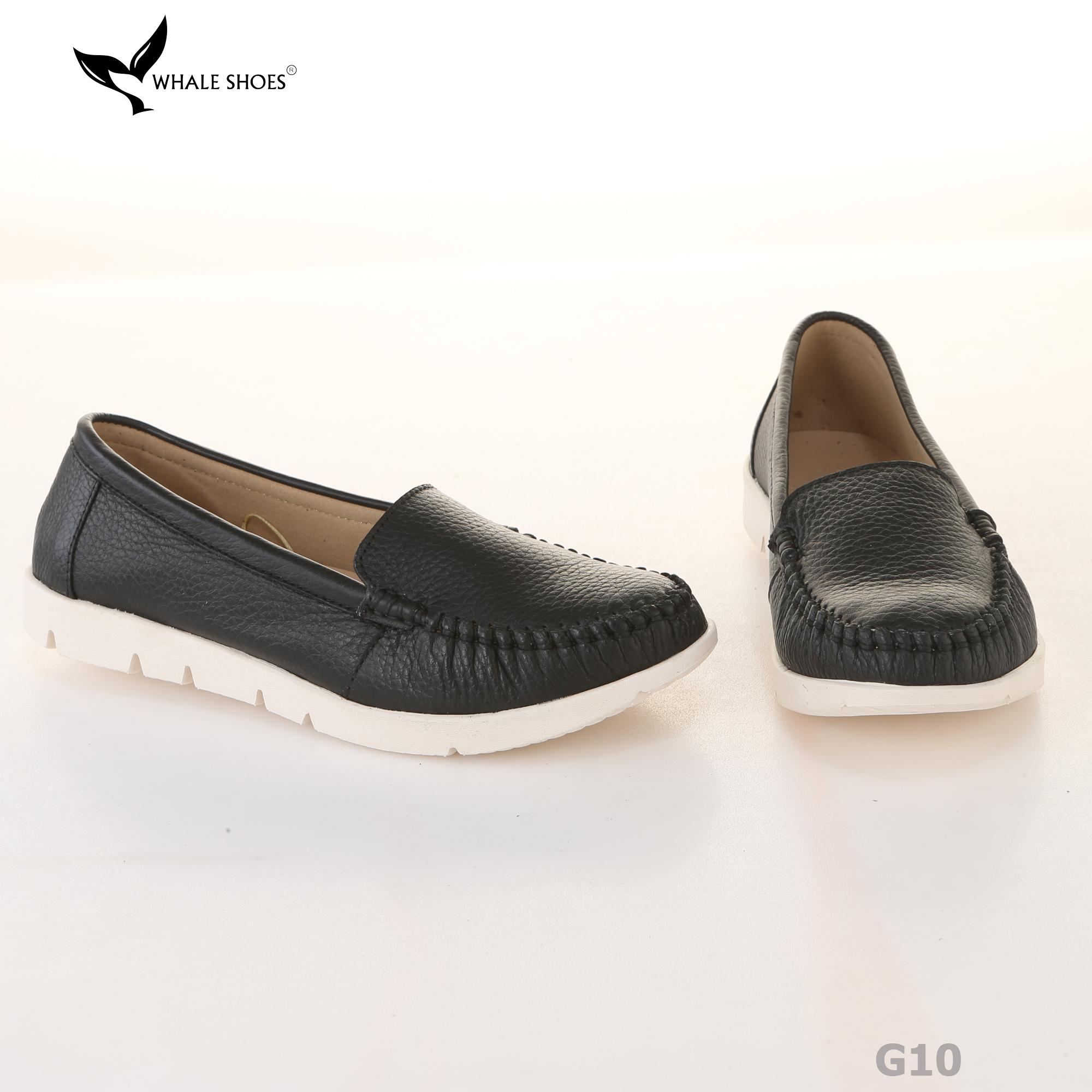 Giày Lười Công Sở Nữ Whale Shoes (giày mọi)- kiểu MOCASINE , Da Bò Cao Cấp, Đế Phylon-G10