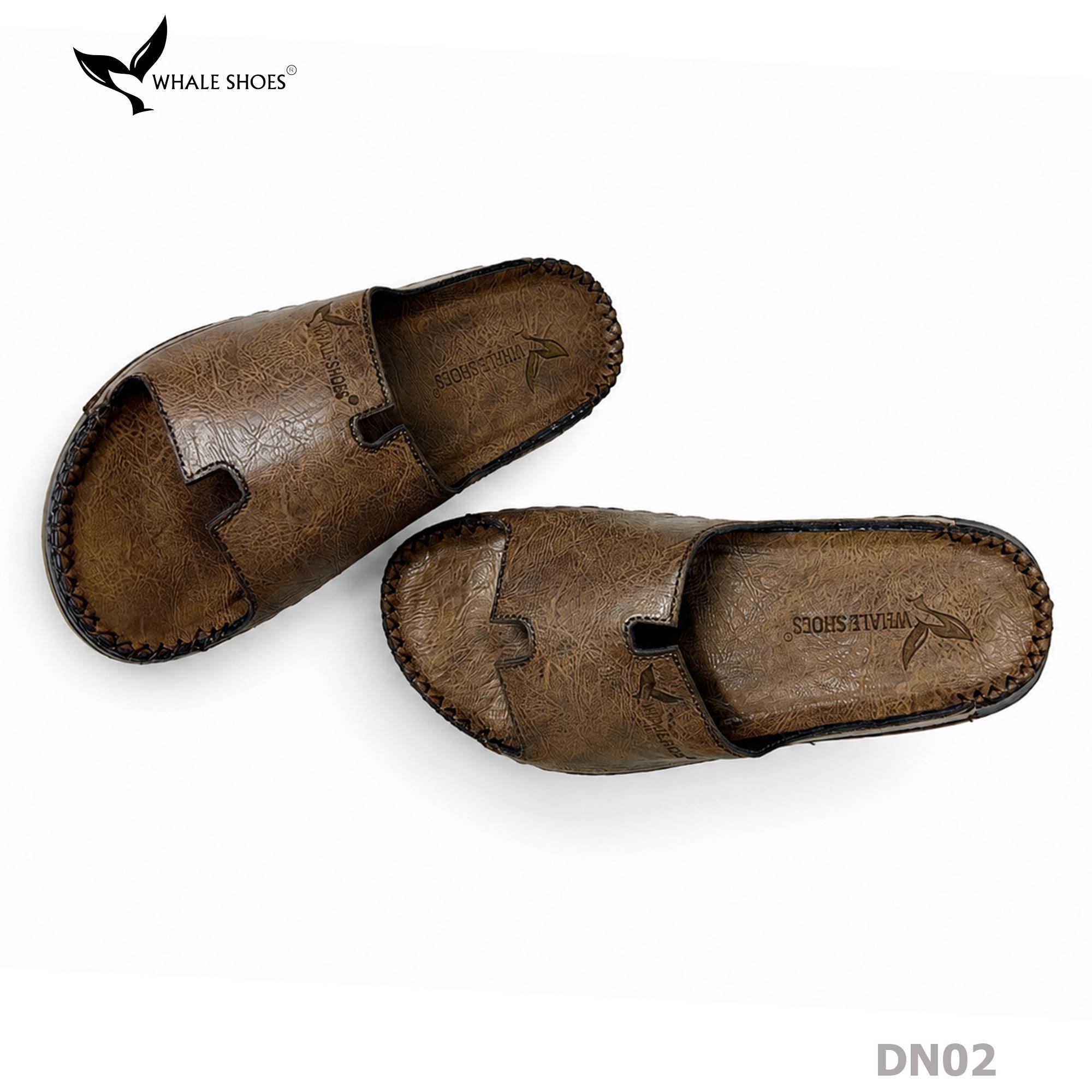 Dép nam Whale Shoes Quai Ngang Bản Khoét, Êm Chân, Đế Chống Trơn Trượt - DN02