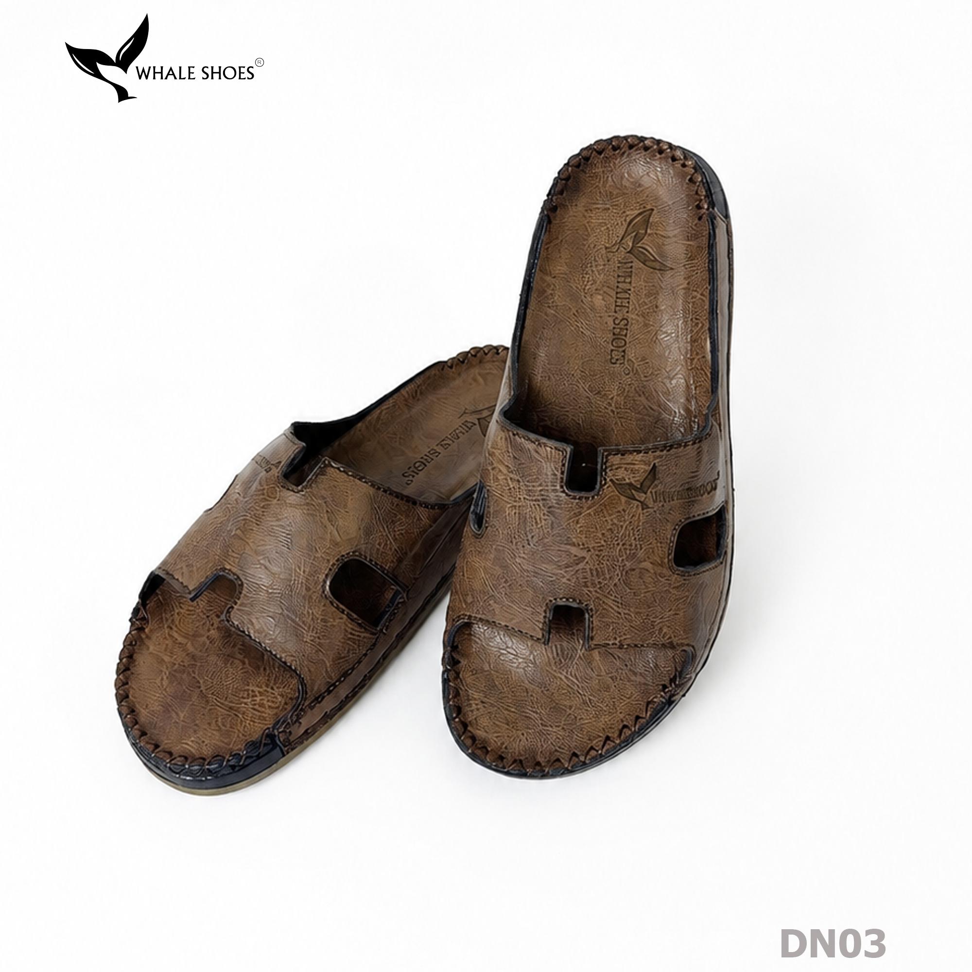 Dép nam  Whale Shoes Quai Ngang Bản To Chữ H, Êm Chân, Đế Chống Trơn Trượt - DN03 (Tăng size )