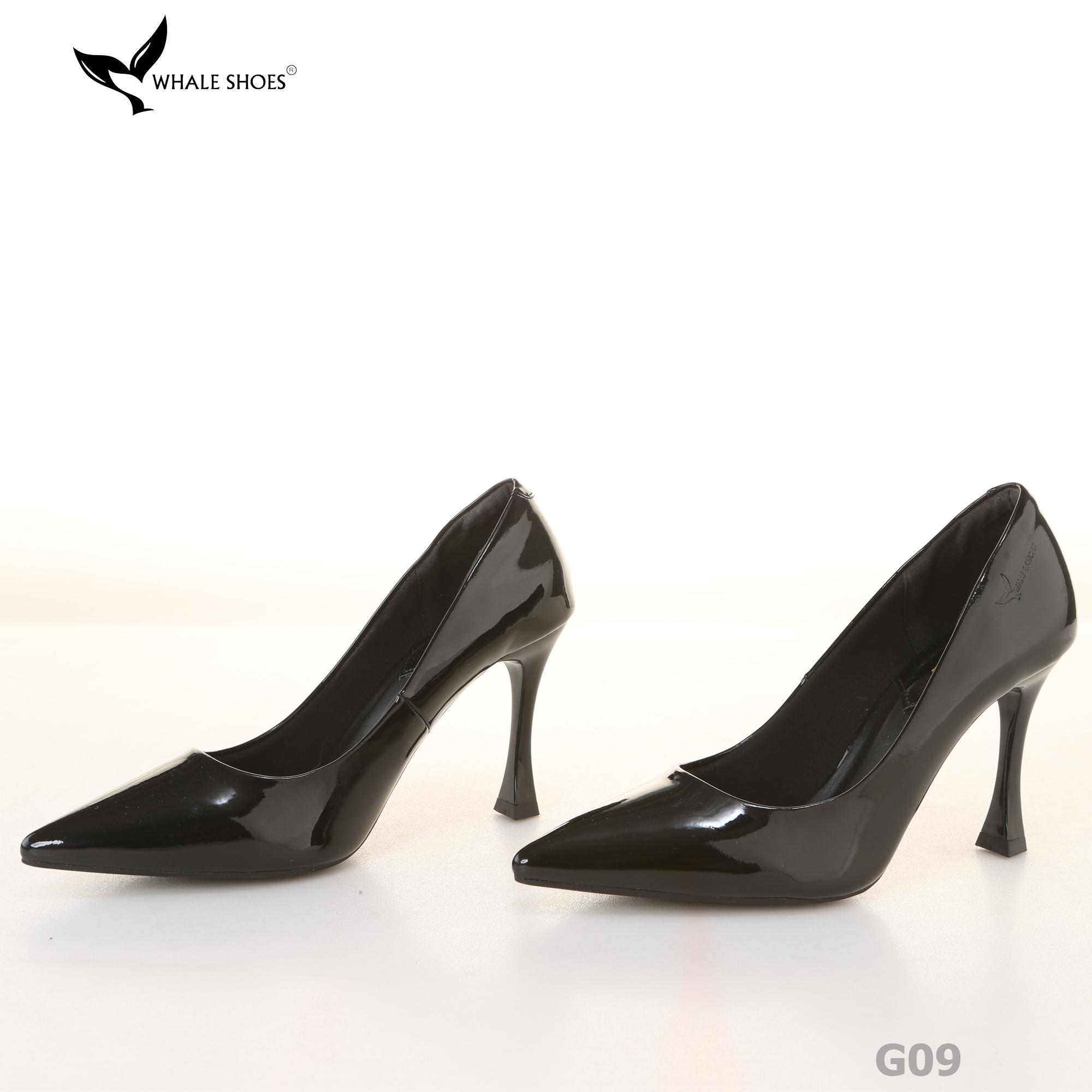 Giày cao gót nữ Whale Shoes 9cm da bóng, mũi nhọn hiện đại thanh lịch, đế chống trơn trượt-G09