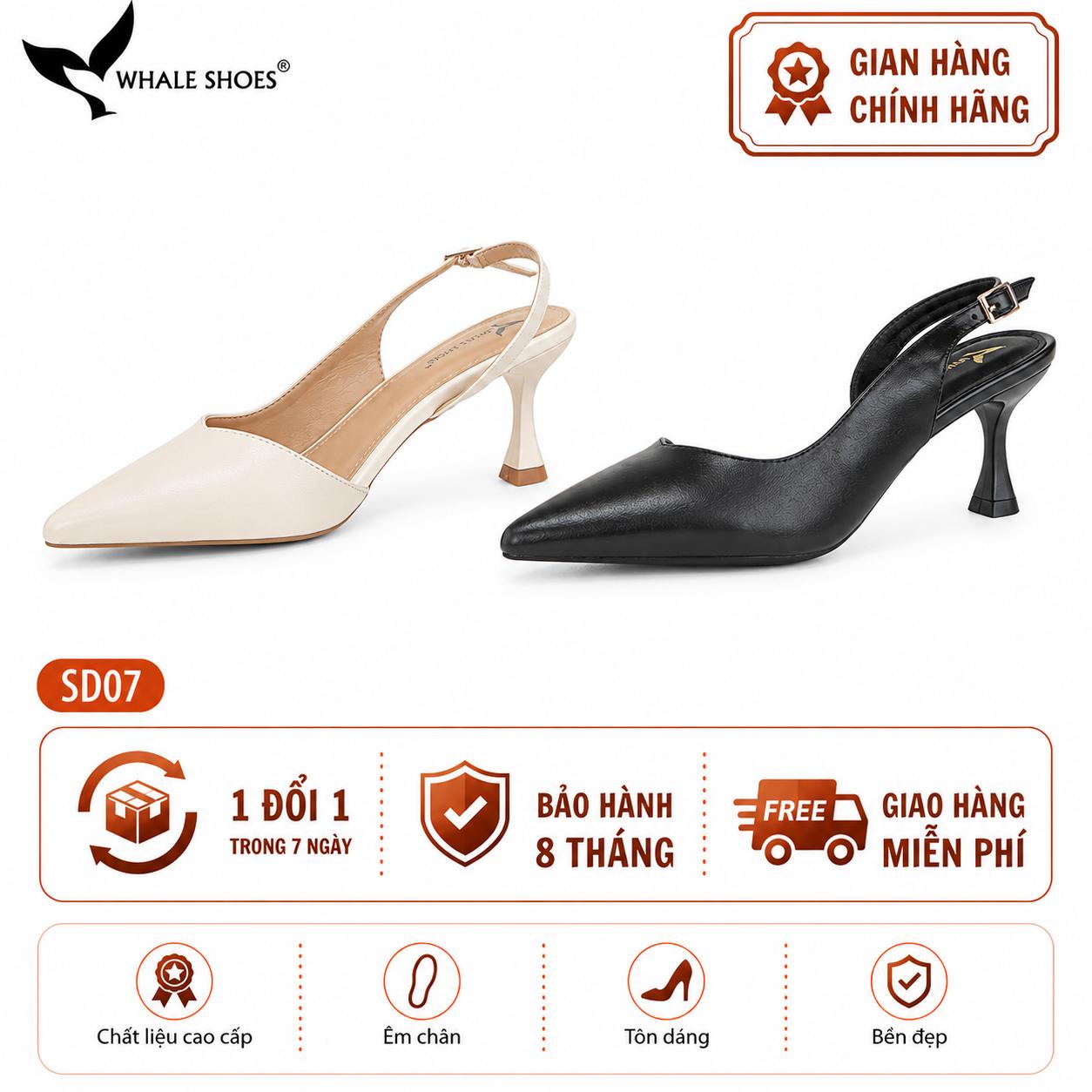 Giày cao gót Whale Shoes 6cm cổ tim da mờ, thiết kế tối giản, basic, đế chống trượt-SD07