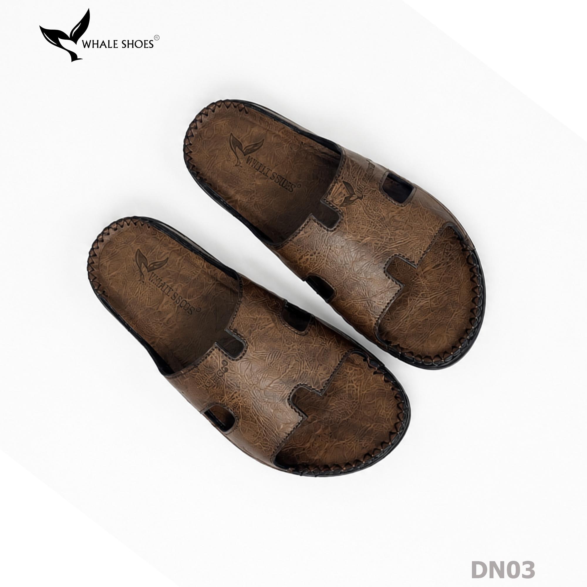 Dép nam  Whale Shoes Quai Ngang Bản To Chữ H, Êm Chân, Đế Chống Trơn Trượt - DN03 (Tăng size )