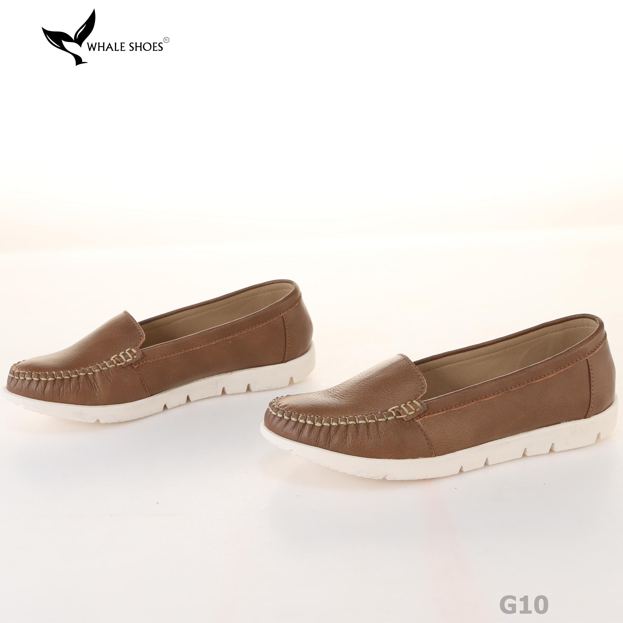Giày Lười Công Sở Nữ Whale Shoes (giày mọi)- kiểu MOCASINE , Da Bò Cao Cấp, Đế Phylon-G10