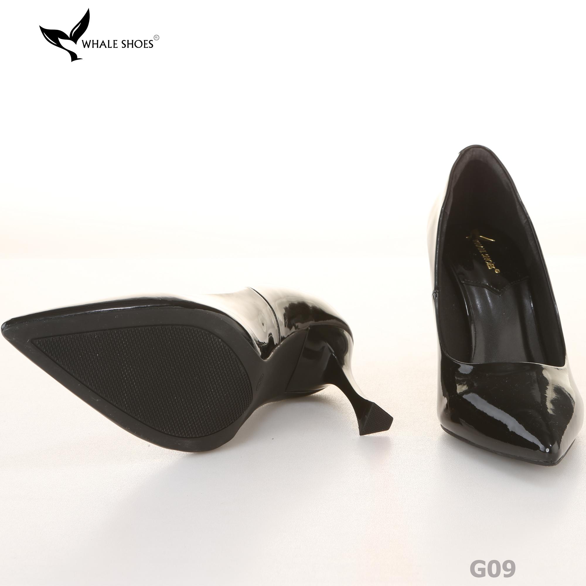 Giày cao gót nữ Whale Shoes 9cm da bóng, mũi nhọn hiện đại thanh lịch, đế chống trơn trượt-G09
