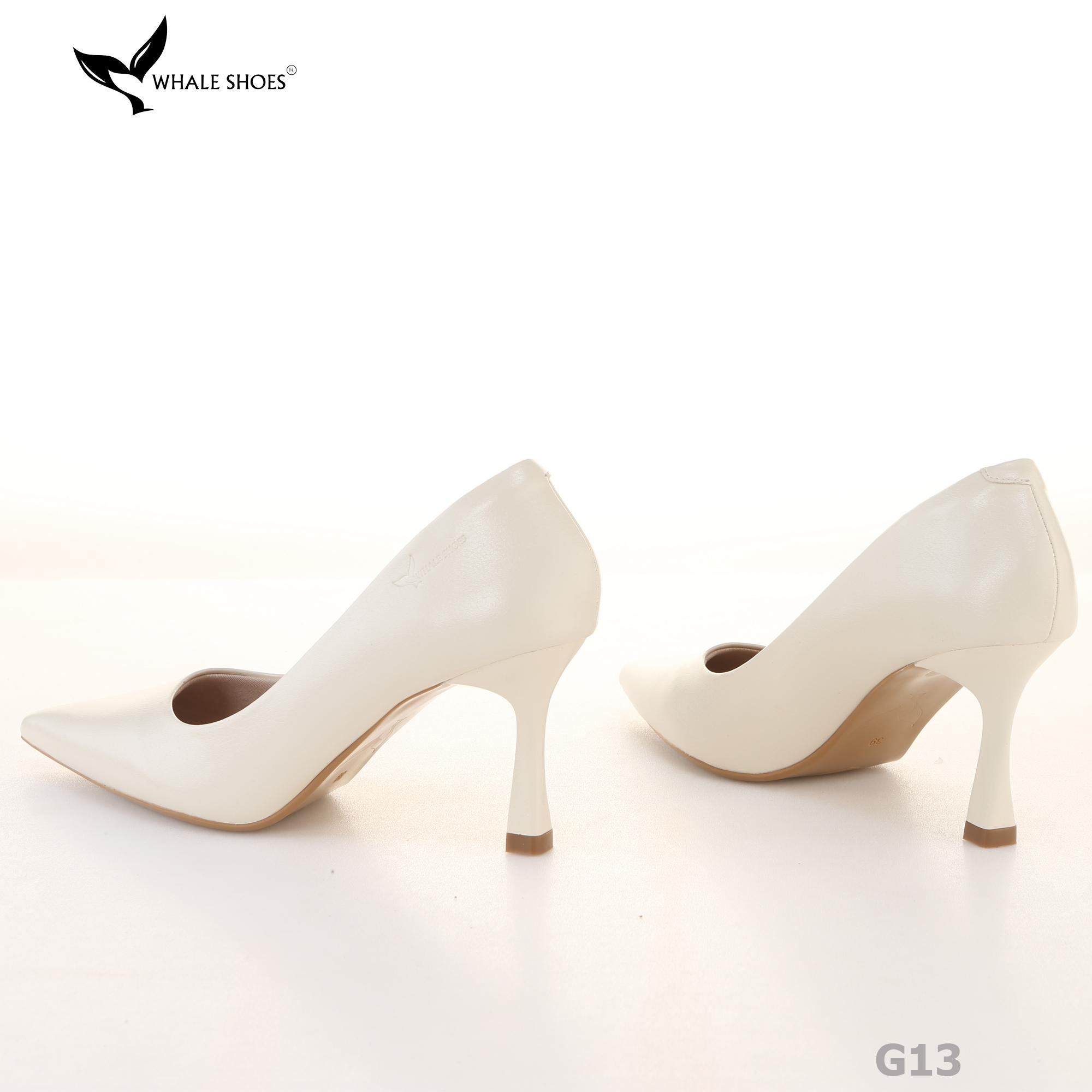 (Giảm size) Giày Cao Gót Whale Shoes 8cm, bít mũi, da mờ, lót êm, đế chống trượt-G13