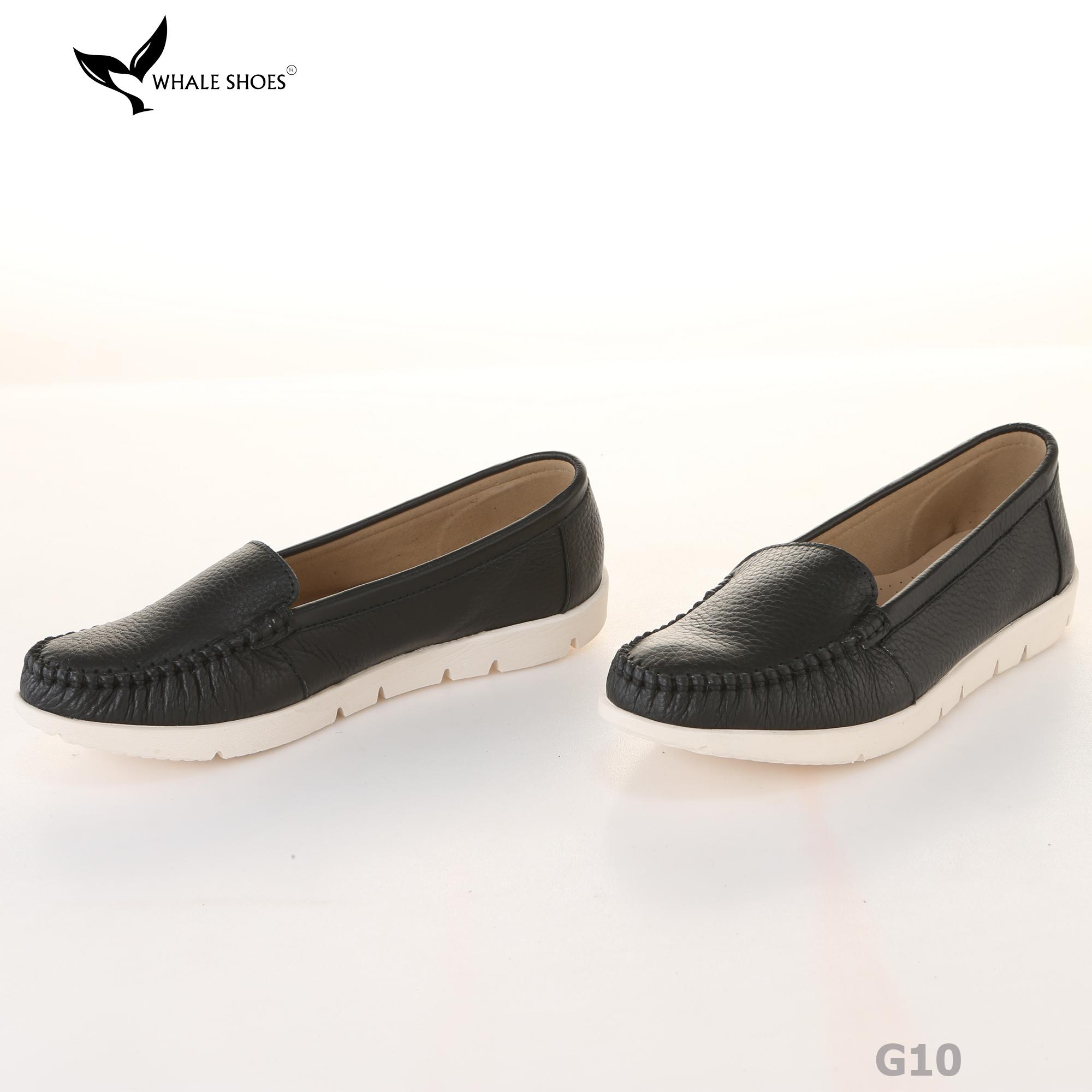 Giày Lười Công Sở Nữ Whale Shoes (giày mọi)- kiểu MOCASINE , Da Bò Cao Cấp, Đế Phylon-G10