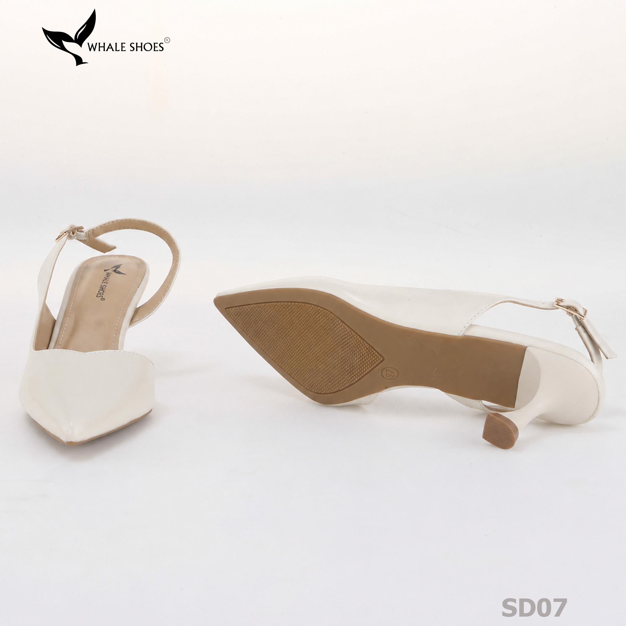 Giày cao gót Whale Shoes 6cm cổ tim da mờ, thiết kế tối giản, basic, đế chống trượt-SD07