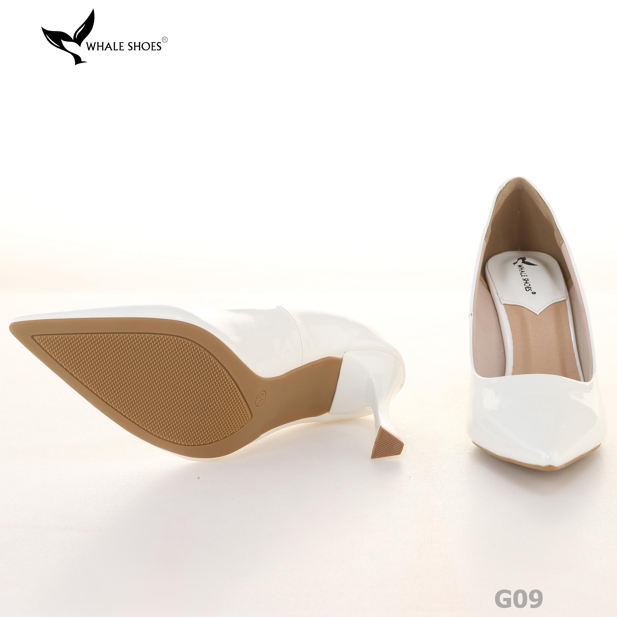 Giày cao gót nữ Whale Shoes 9cm da bóng, mũi nhọn hiện đại thanh lịch, đế chống trơn trượt-G09