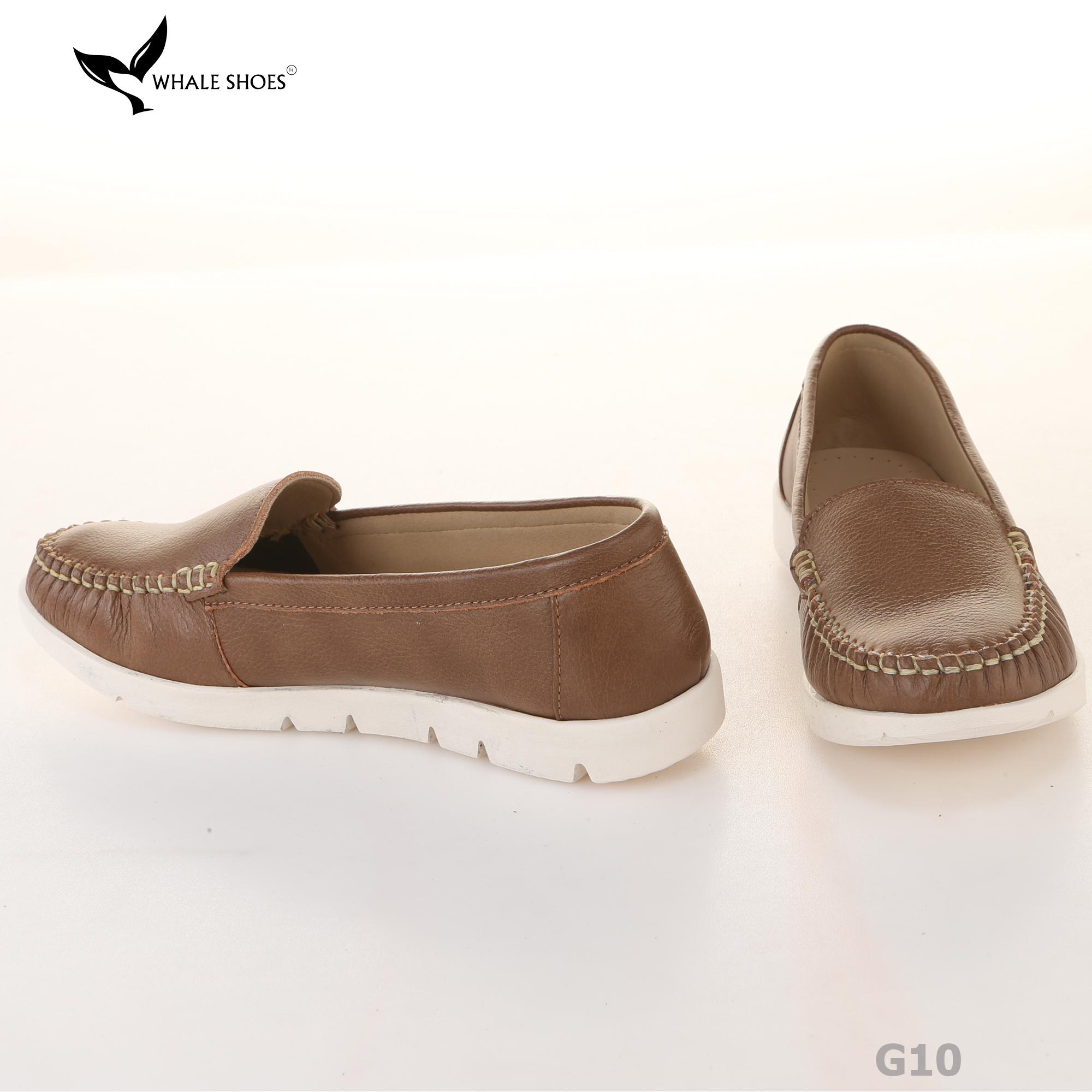 Giày Lười Công Sở Nữ Whale Shoes (giày mọi)- kiểu MOCASINE , Da Bò Cao Cấp, Đế Phylon-G10