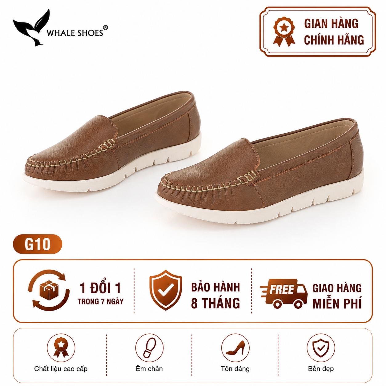 Giày Lười Công Sở Nữ Whale Shoes (giày mọi)- kiểu MOCASINE , Da Bò Cao Cấp, Đế Phylon-G10