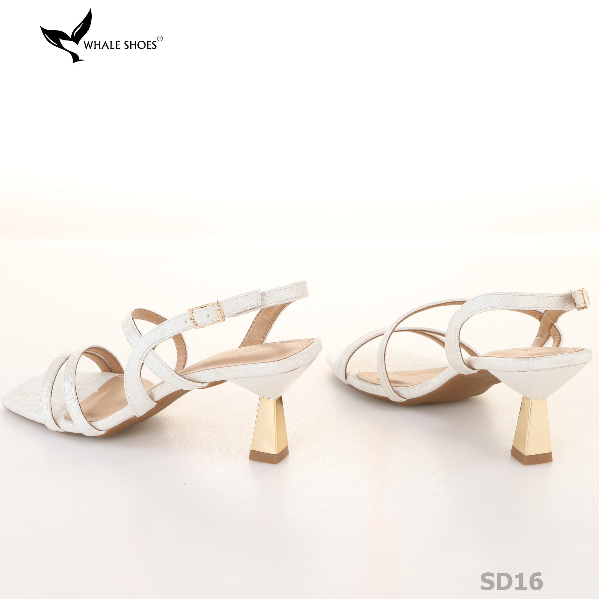 Giày Sandal nữ Whale Shoes 2 dây 7cm, Hậu vuông, êm chân, đế chống trơn trượt-SD16