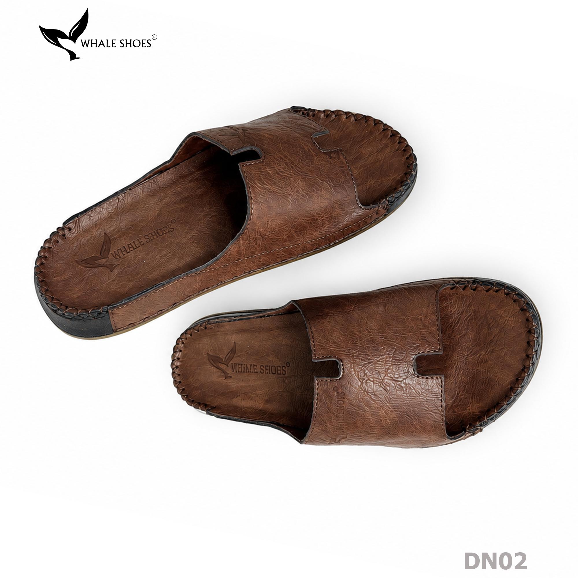 Dép nam Whale Shoes Quai Ngang Bản Khoét, Êm Chân, Đế Chống Trơn Trượt - DN02