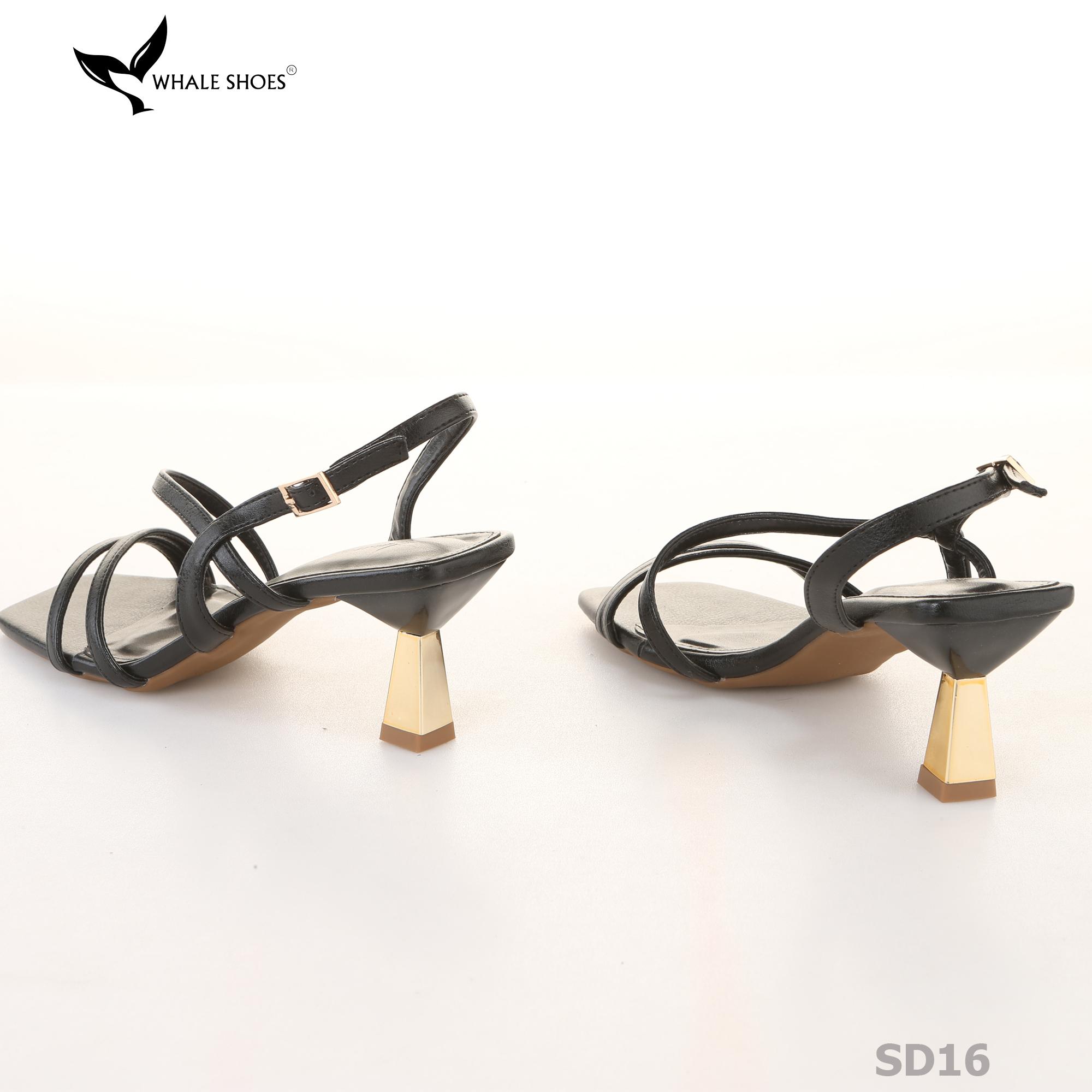 Giày Sandal nữ Whale Shoes 2 dây 7cm, Hậu vuông, êm chân, đế chống trơn trượt-SD16