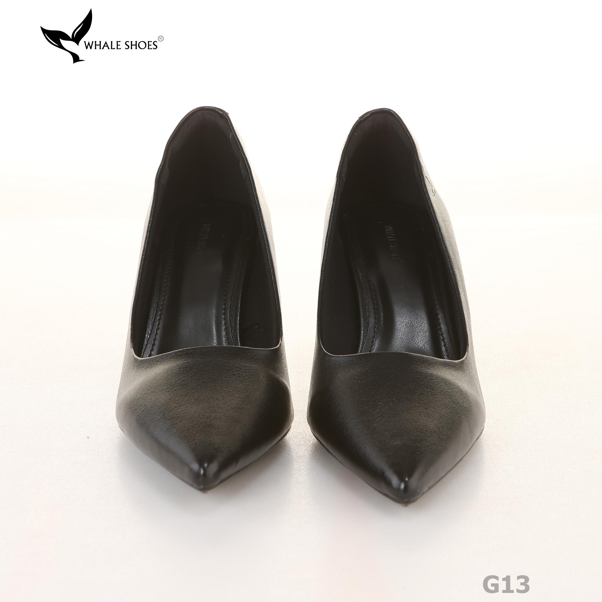 (Giảm size) Giày Cao Gót Whale Shoes 8cm, bít mũi, da mờ, lót êm, đế chống trượt-G13