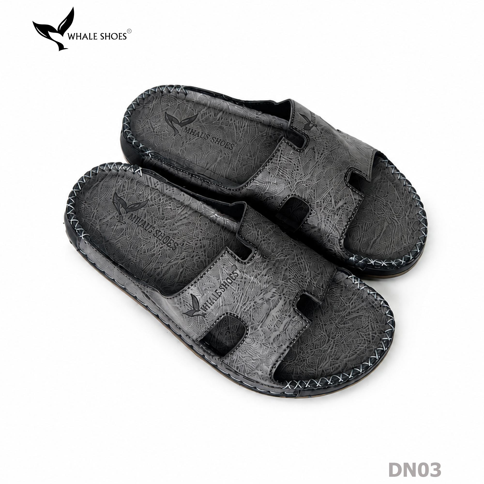 Dép nam  Whale Shoes Quai Ngang Bản To Chữ H, Êm Chân, Đế Chống Trơn Trượt - DN03 (Tăng size )