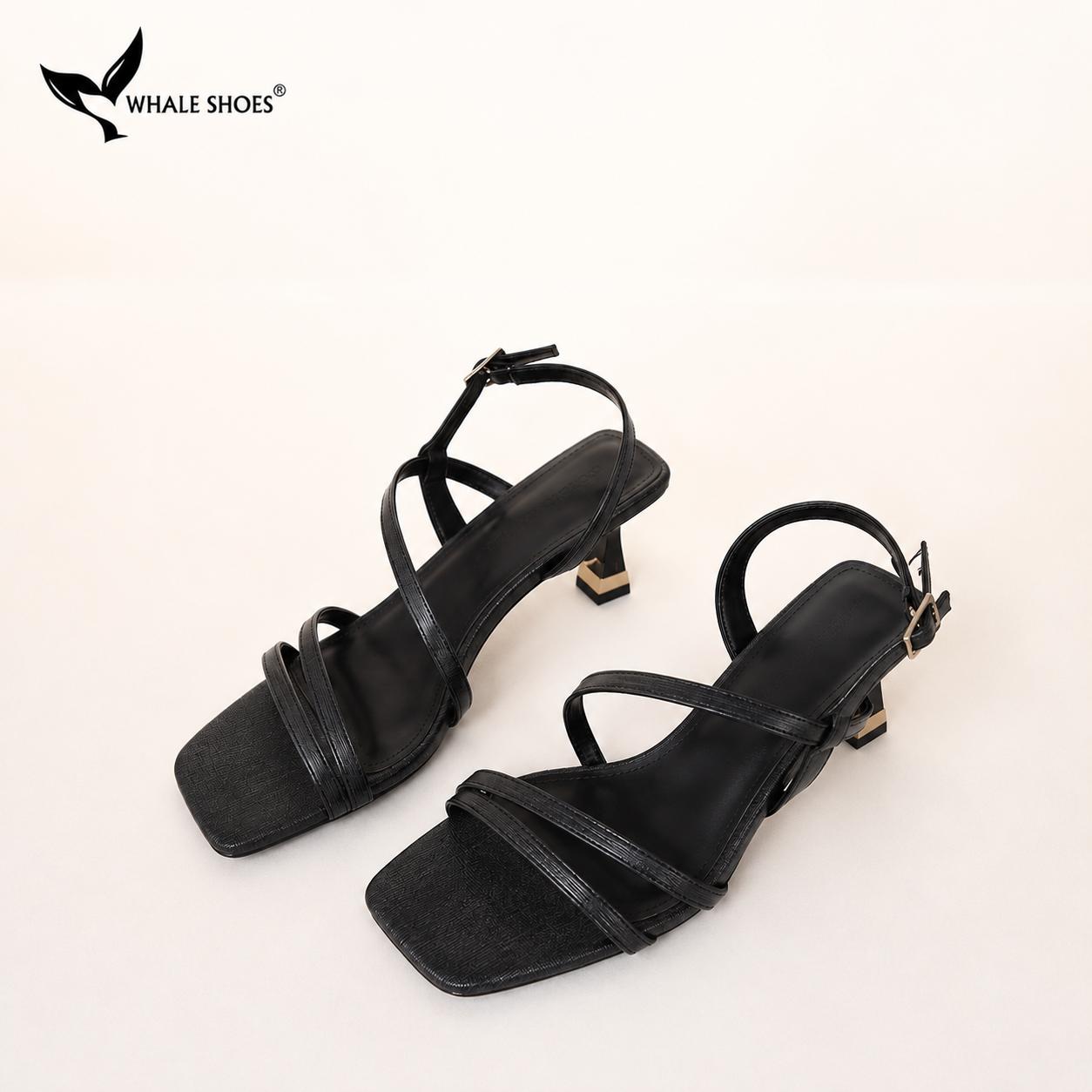 Giày Sandal nữ Whale Shoes 2 dây 7cm, Hậu vuông, êm chân, đế chống trơn trượt-SD16