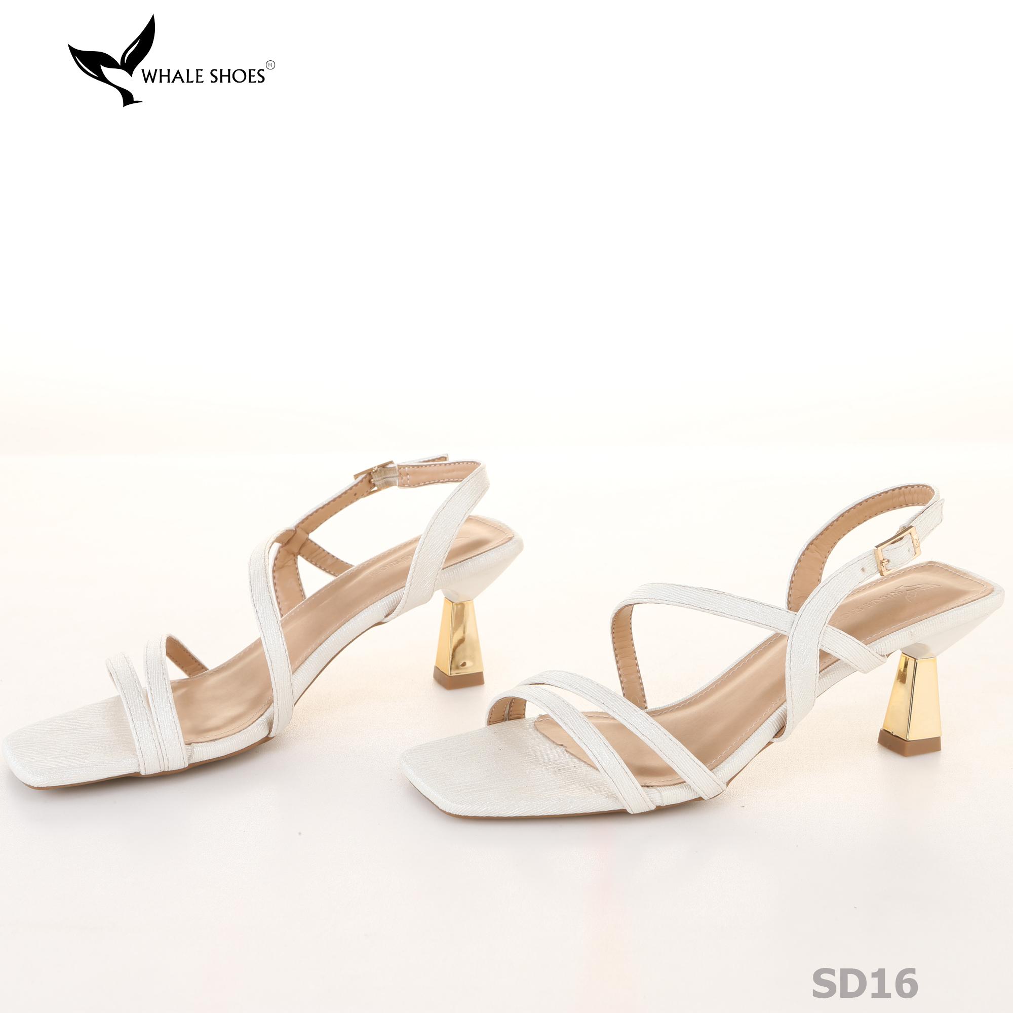 Giày Sandal nữ Whale Shoes 2 dây 7cm, Hậu vuông, êm chân, đế chống trơn trượt-SD16