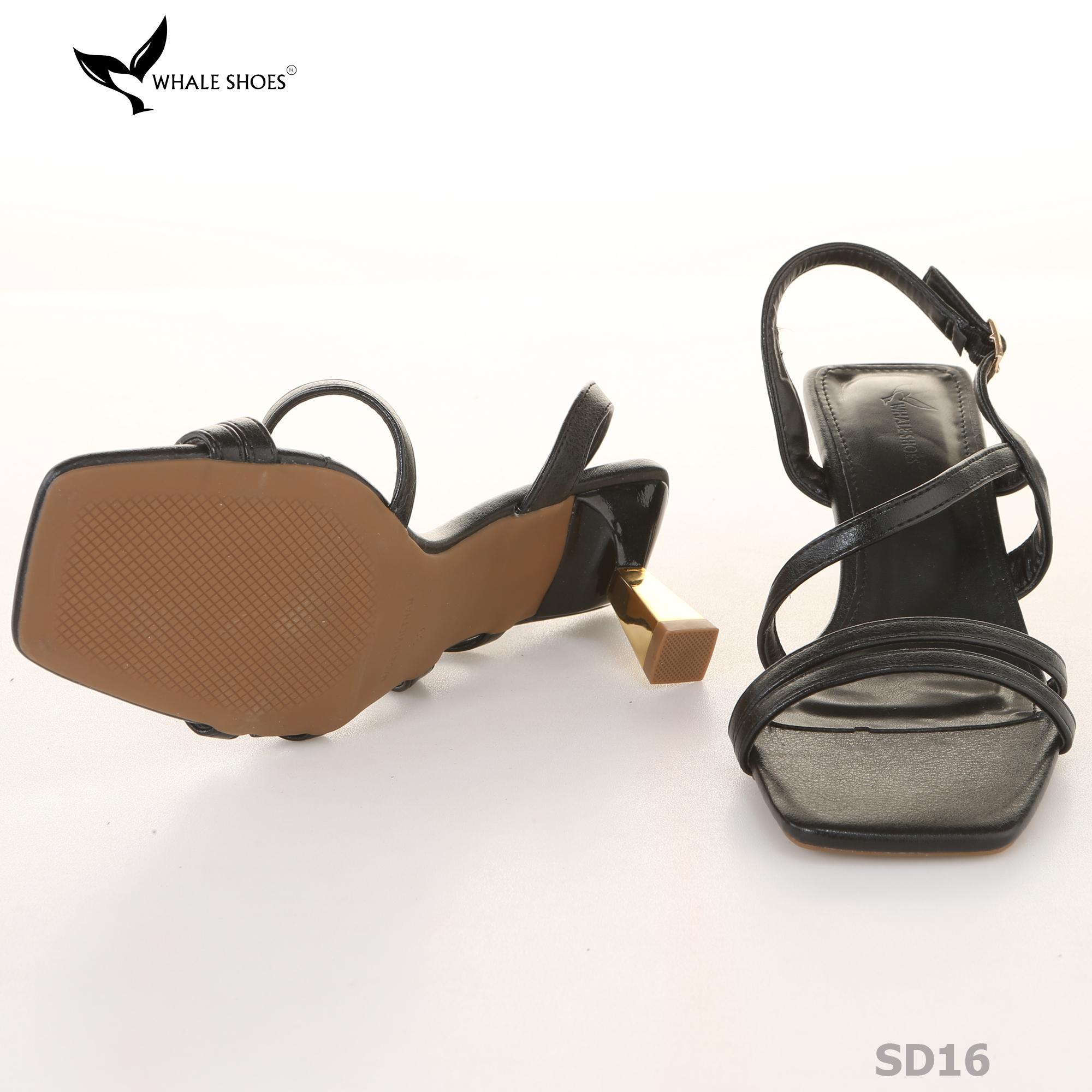 Giày Sandal nữ Whale Shoes 2 dây 7cm, Hậu vuông, êm chân, đế chống trơn trượt-SD16