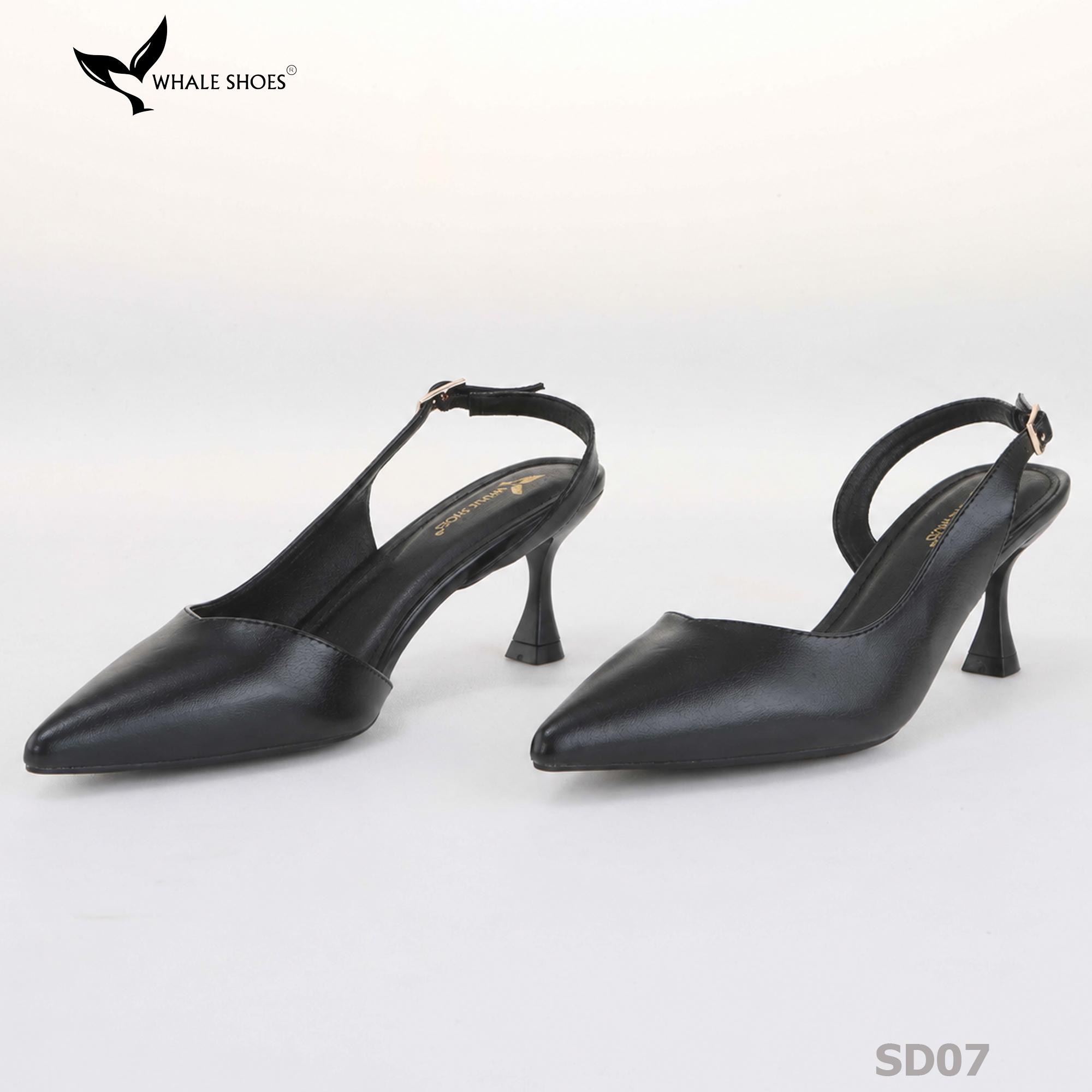 Giày cao gót Whale Shoes 6cm cổ tim da mờ, thiết kế tối giản, basic, đế chống trượt-SD07