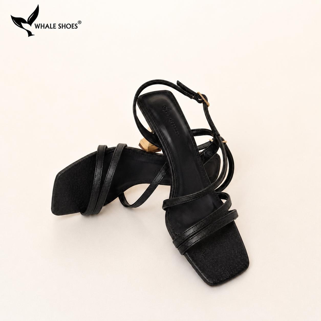 Giày Sandal nữ Whale Shoes 2 dây 7cm, Hậu vuông, êm chân, đế chống trơn trượt-SD16