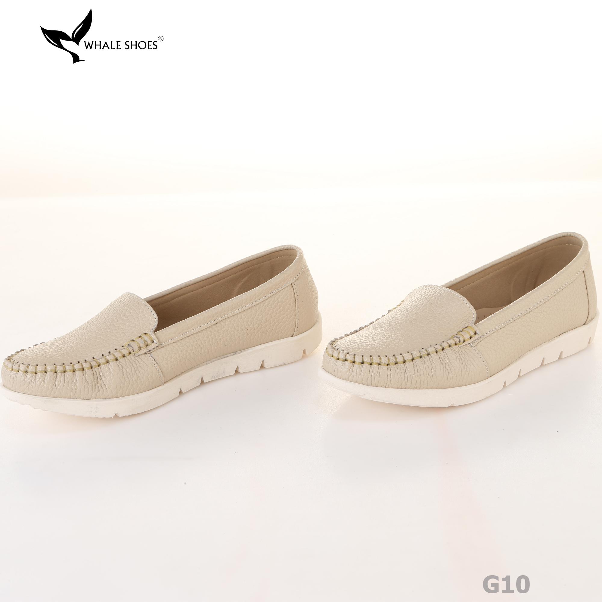 Giày Lười Công Sở Nữ Whale Shoes (giày mọi)- kiểu MOCASINE , Da Bò Cao Cấp, Đế Phylon-G10